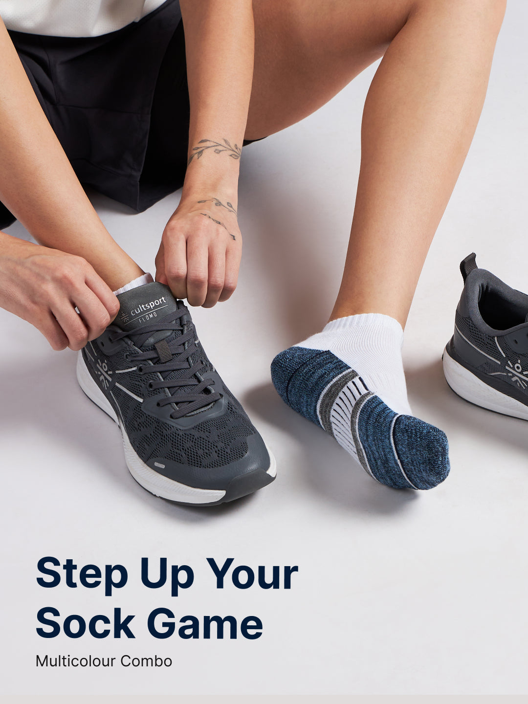 Sports Low Ankle Cotton Pack of 3 Grey,White & Black Socks Women