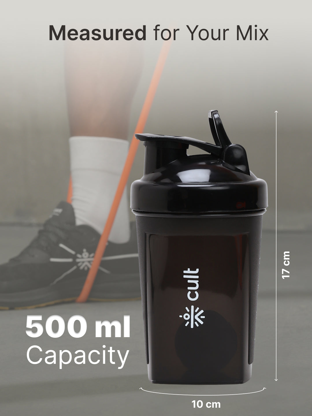 Compact 12L Gym Bag with Shoulder Strap Grey & 500ml Shaker Bottle with Mixer Ball Black