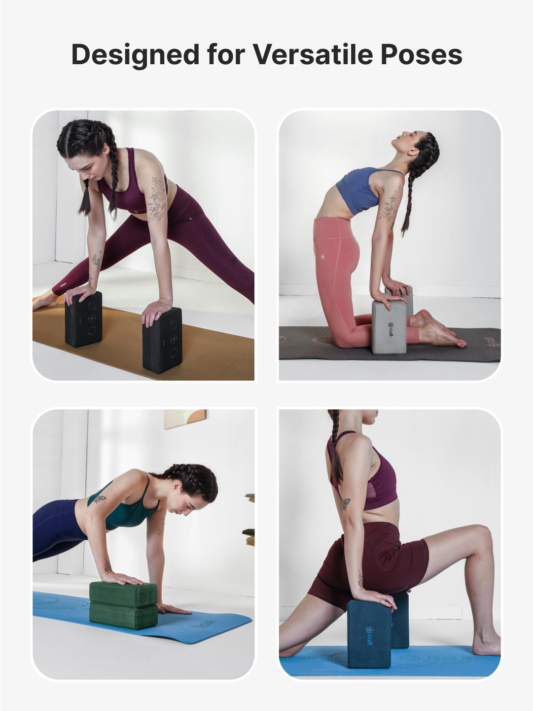 Pack of 2 EVA Yoga Blocks 80mm Dark Grey – Non-Toxic, Anti-Skid & Durable