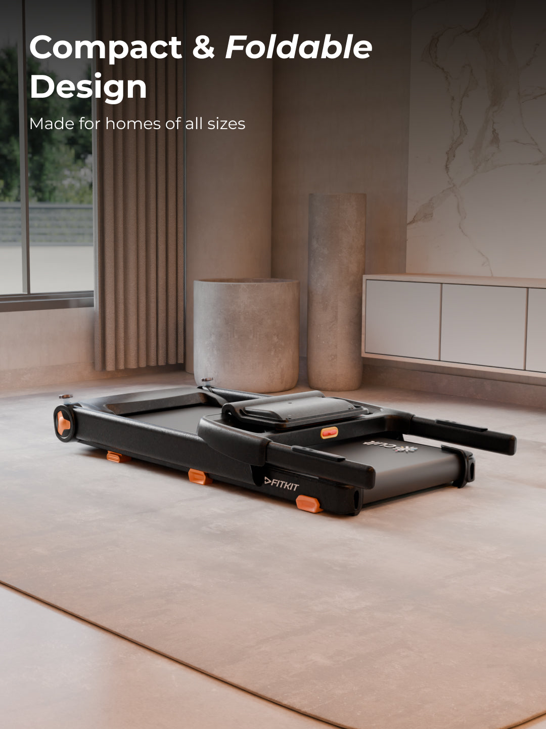 FITKIT by Cult FT98Carbon BLDC Motorized Treadmill (4HP Peak) | 100Kg Max Weight Capacity for Home Gym Equipment