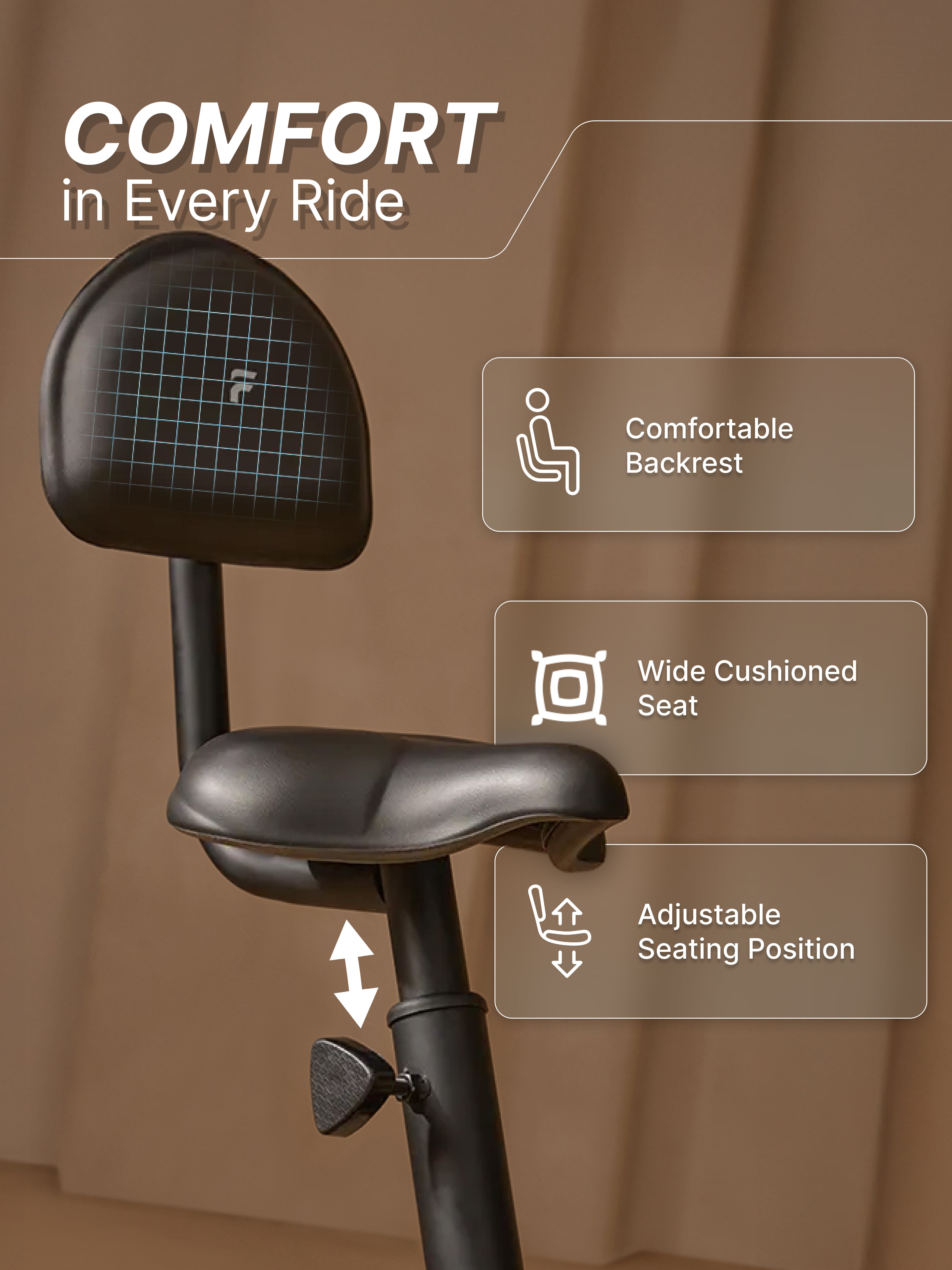 Fitkit Dual Action 2-in-1 Air Bike | Moving & Fixed Handles Exercise Cycle | Adjustable Seat & Anti-Slip Pedals | Direct Resistance | 120 kg Max Weight | Home Use Exercise Bike