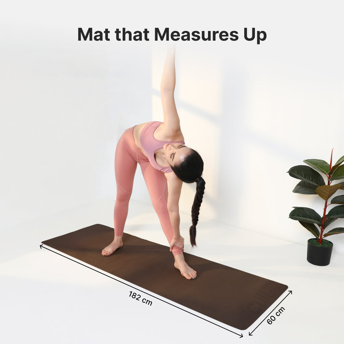 Cult Yoga Mat EVA 4mm with Carry Strap   Non-Slip, Lightweight, Cushioned & Sweat-Resistant Exercise Mat   Durable, Portable & Eco-Friendly Workout Mat for Yoga, Pilates, Home Gym & Fitness   Brown