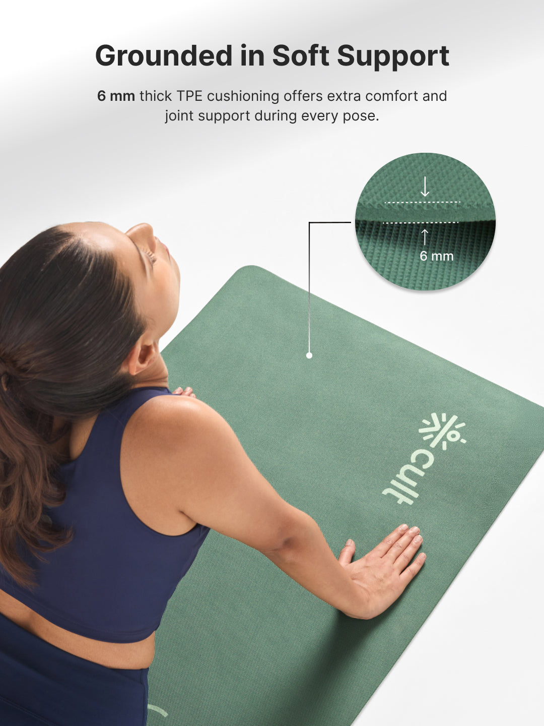 cult Aroma Infused TPE Yoga Mat 6 mm Anti Skid Non Slip Exercise Mat with Carry Bag for Yoga Workout Gym Green