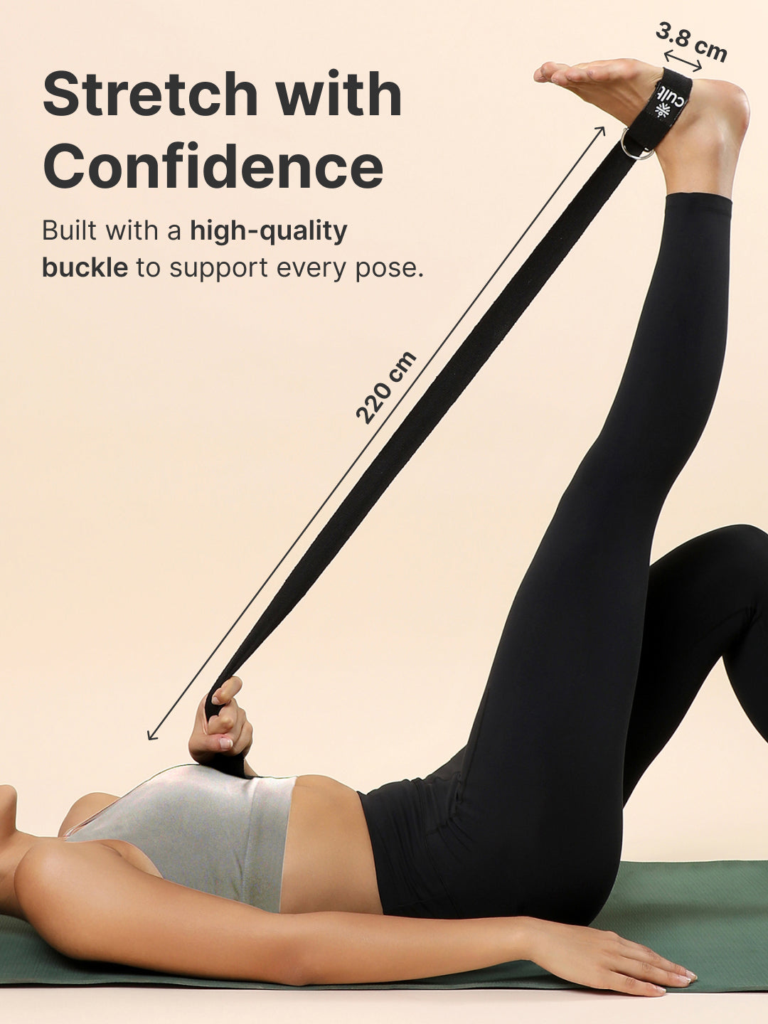 TPE 8mm Alignment Yoga Mat Brick with Carry Bag & Yoga Belt Black