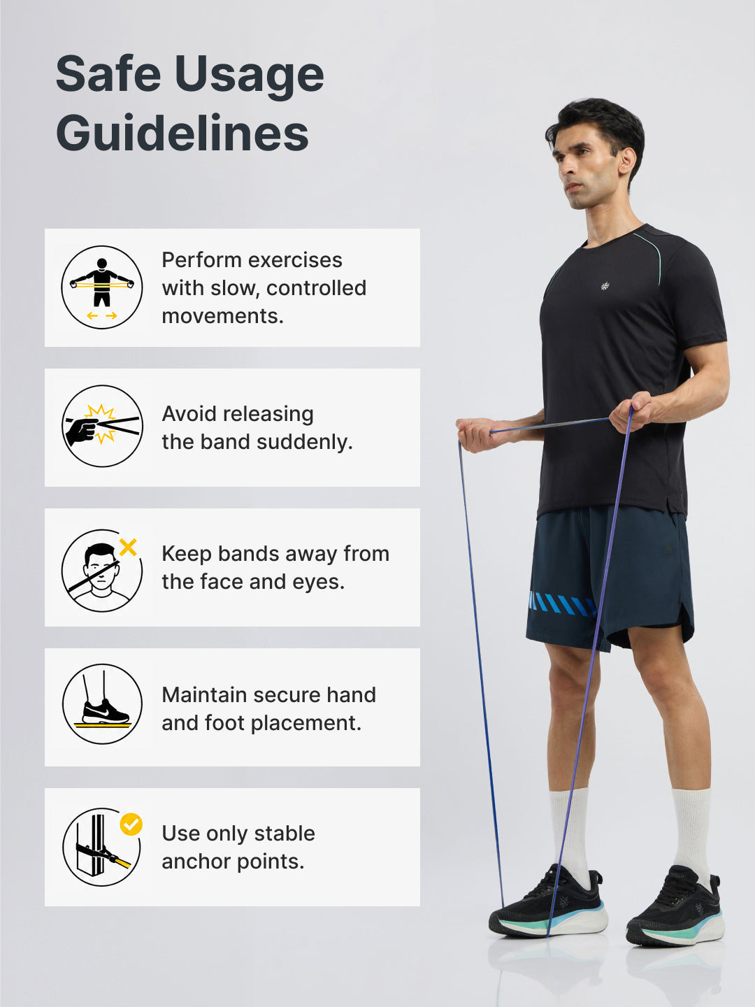 cult Resistance Band(2.5-7kgs Resistance)for Men & Women Blue Grey