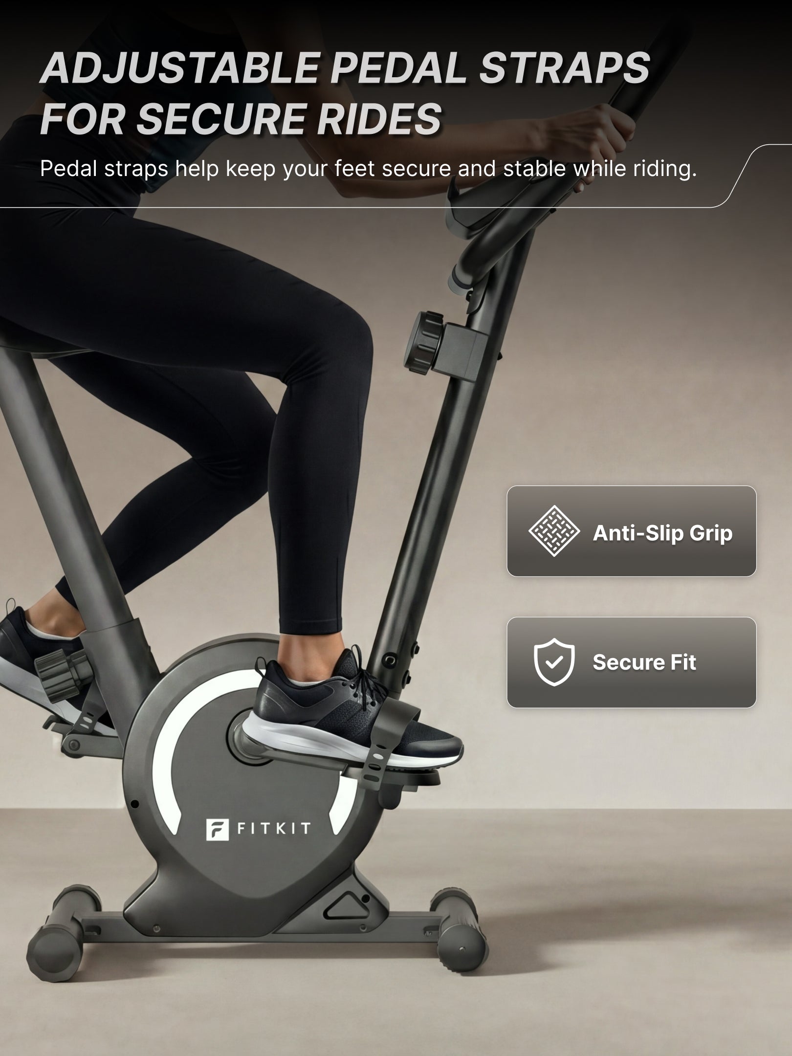 Fitkit by Cult Upright Exercise Bike 6 Kg Flywheel & 130 Kg Weight Support with Adjustable Cushioned Seat | 16-Level Magnetic Resistance | LCD Display & Tablet Holder | Suitable for Home Gym Workout