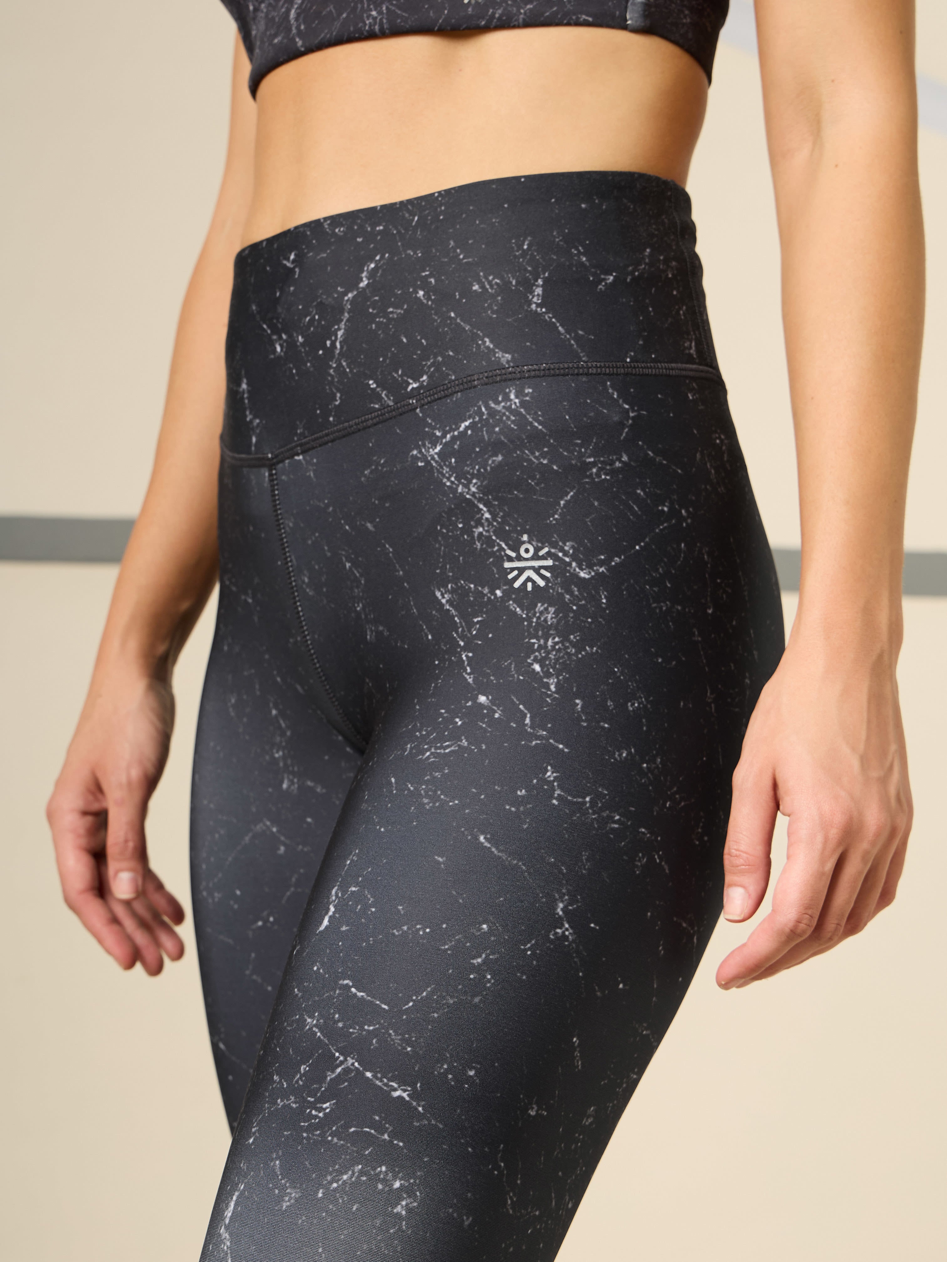 Absolute Fit Black Marble All Over Print Tights