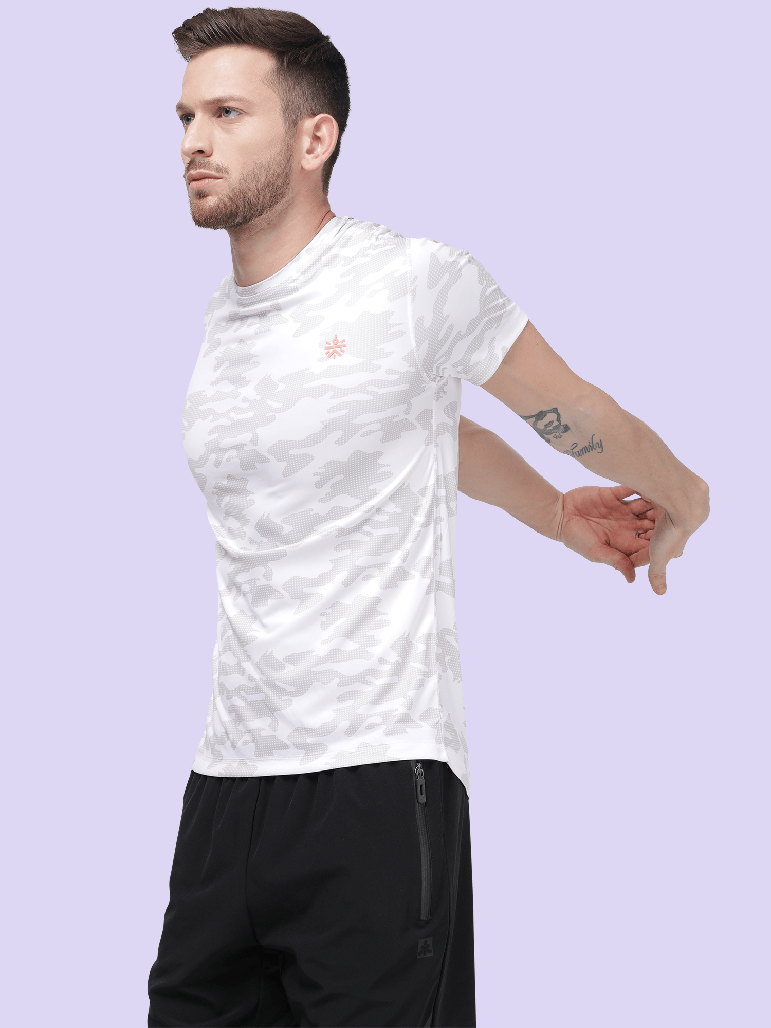 Men's Urban Camo Slim White Training Tee