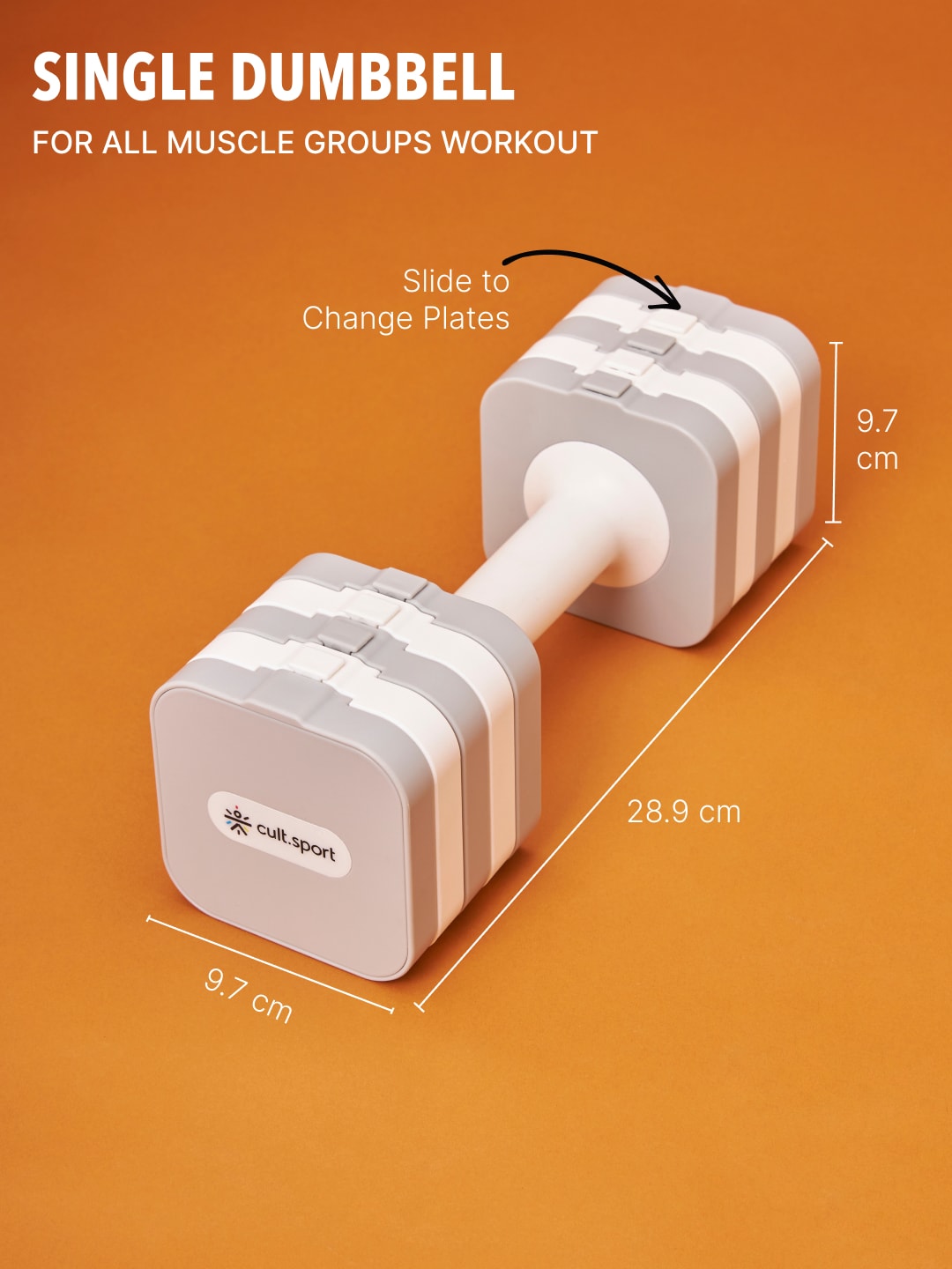 Cultsport Derby, Pack of 2 Adjustable Dumbbell for Strength Workout at Home (Grey), 6 Months Warranty