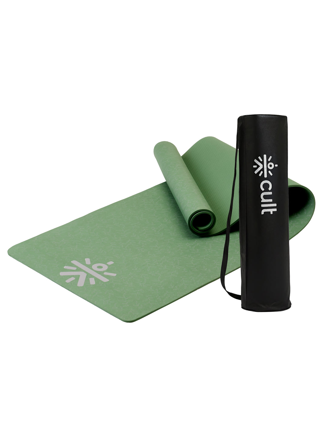 CULT TPE Yoga Mat 6mm with Carry Bag & Strap   Eco-Friendly, Non-Slip, Lightweight & Durable Exercise Mat for Yoga, Pilates, Meditation & Home Workouts   Olive
