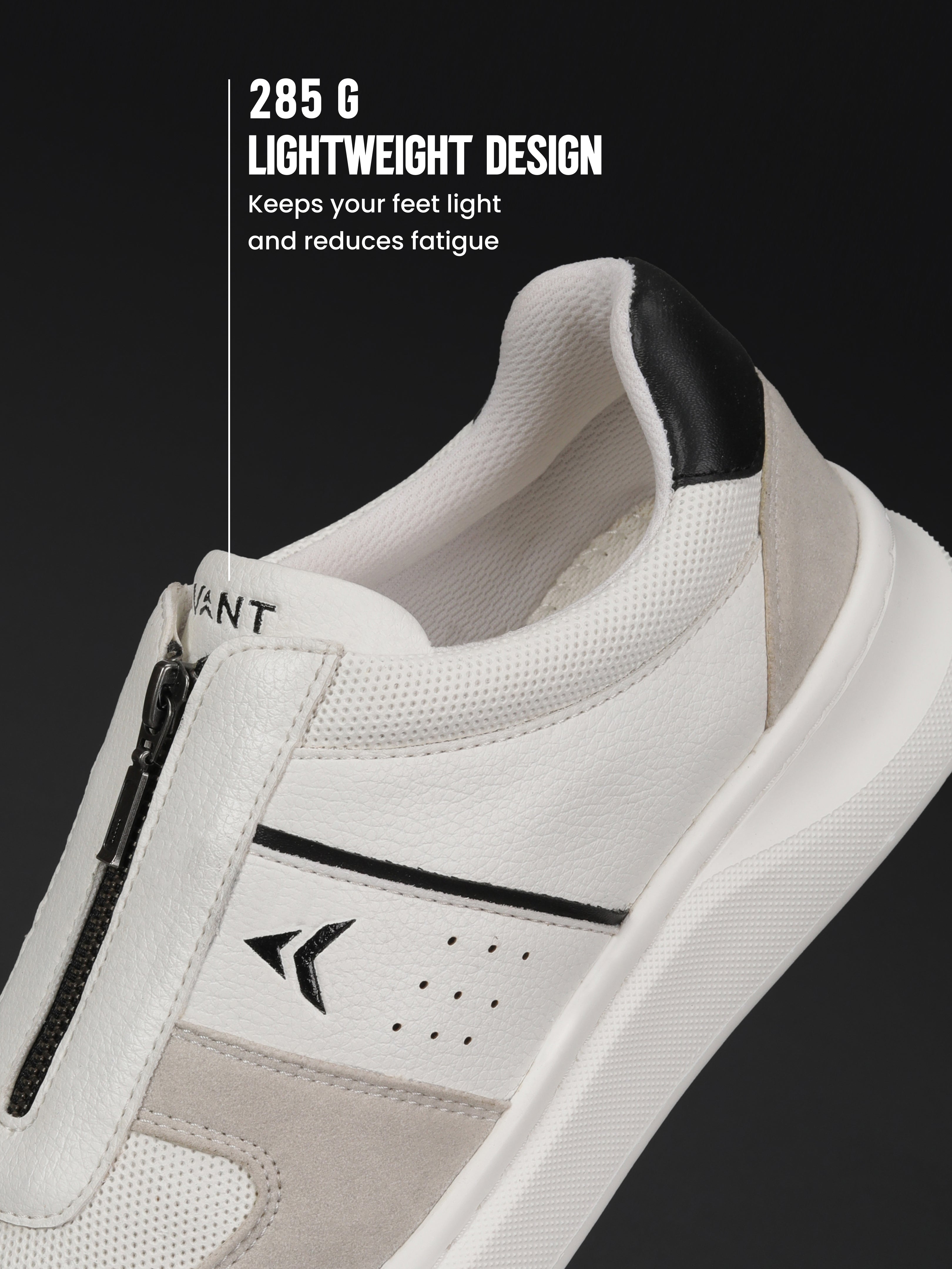 Avant Men's ZipWalk Casual Shoes - White/Grey