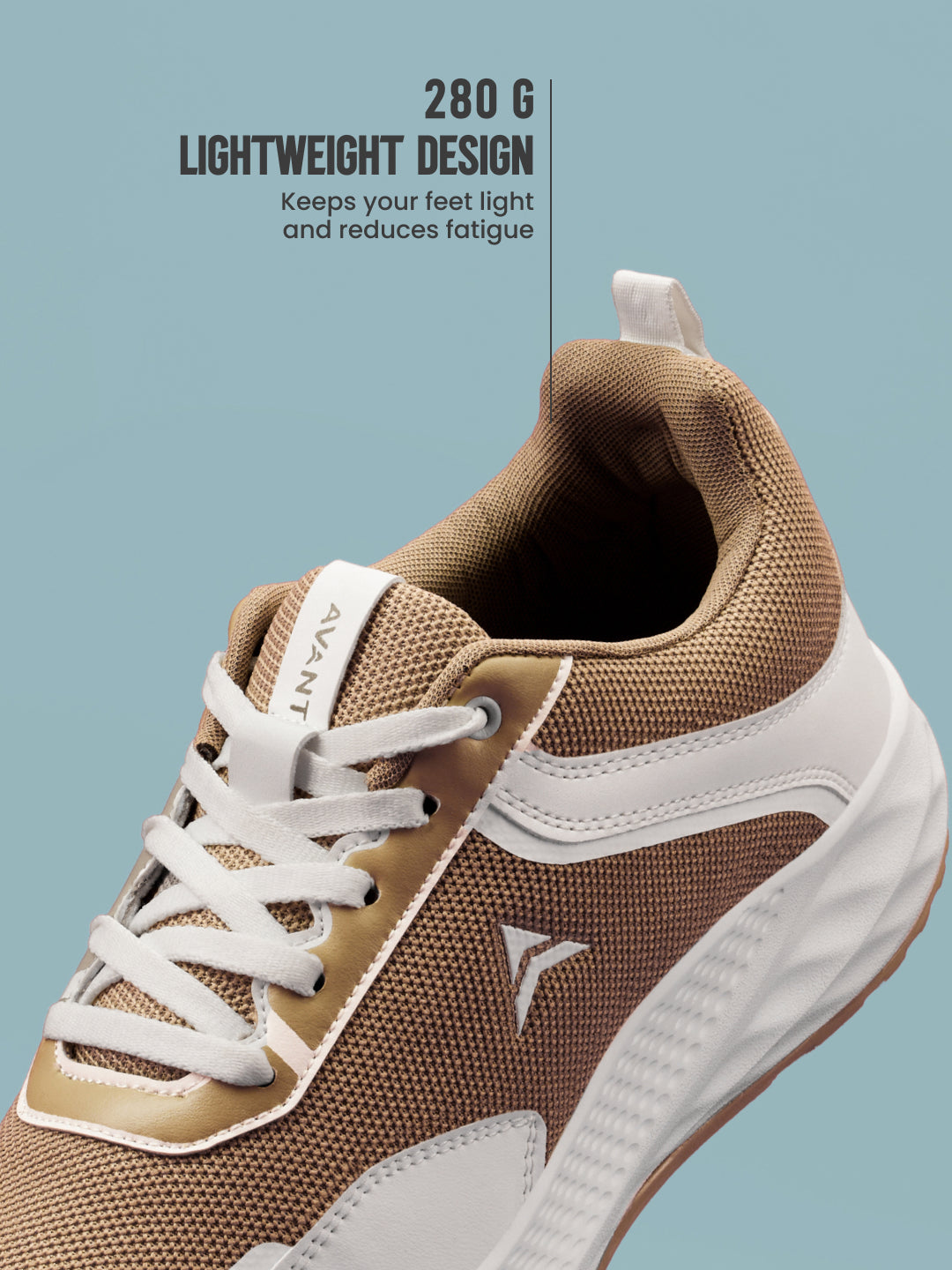Avant Men's PowerMesh Running Shoes - Brown/White