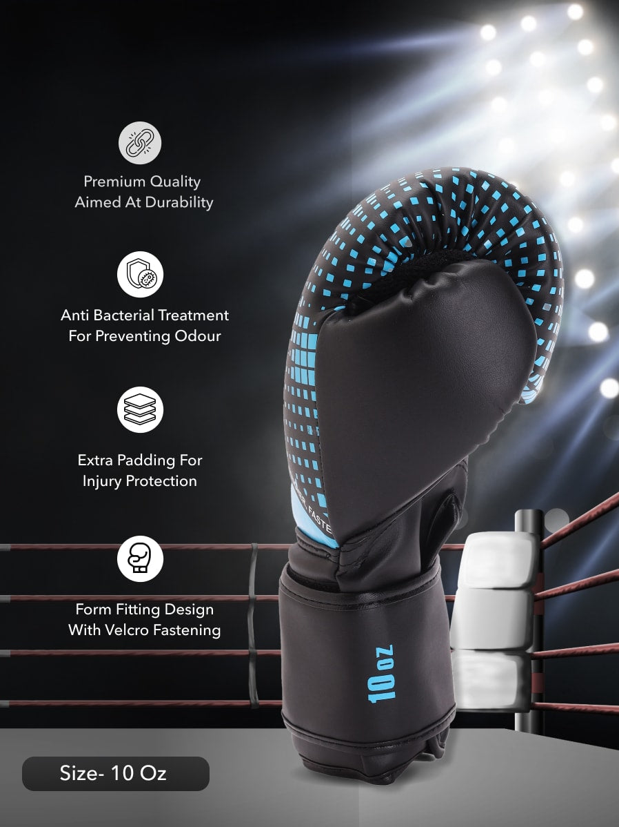 cult PVC Boxing Gloves for Men & Women Foam Padding Thickness 25 mm Punching Bag Gloves for Boxing, Training, Kickboxing, Muay Thai, MMA Black Blue