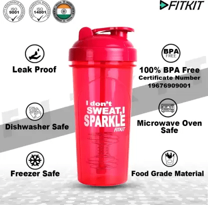 Fitkit FKSB05 Classic 700 ml Shaker (Pack of 1, Pink)
