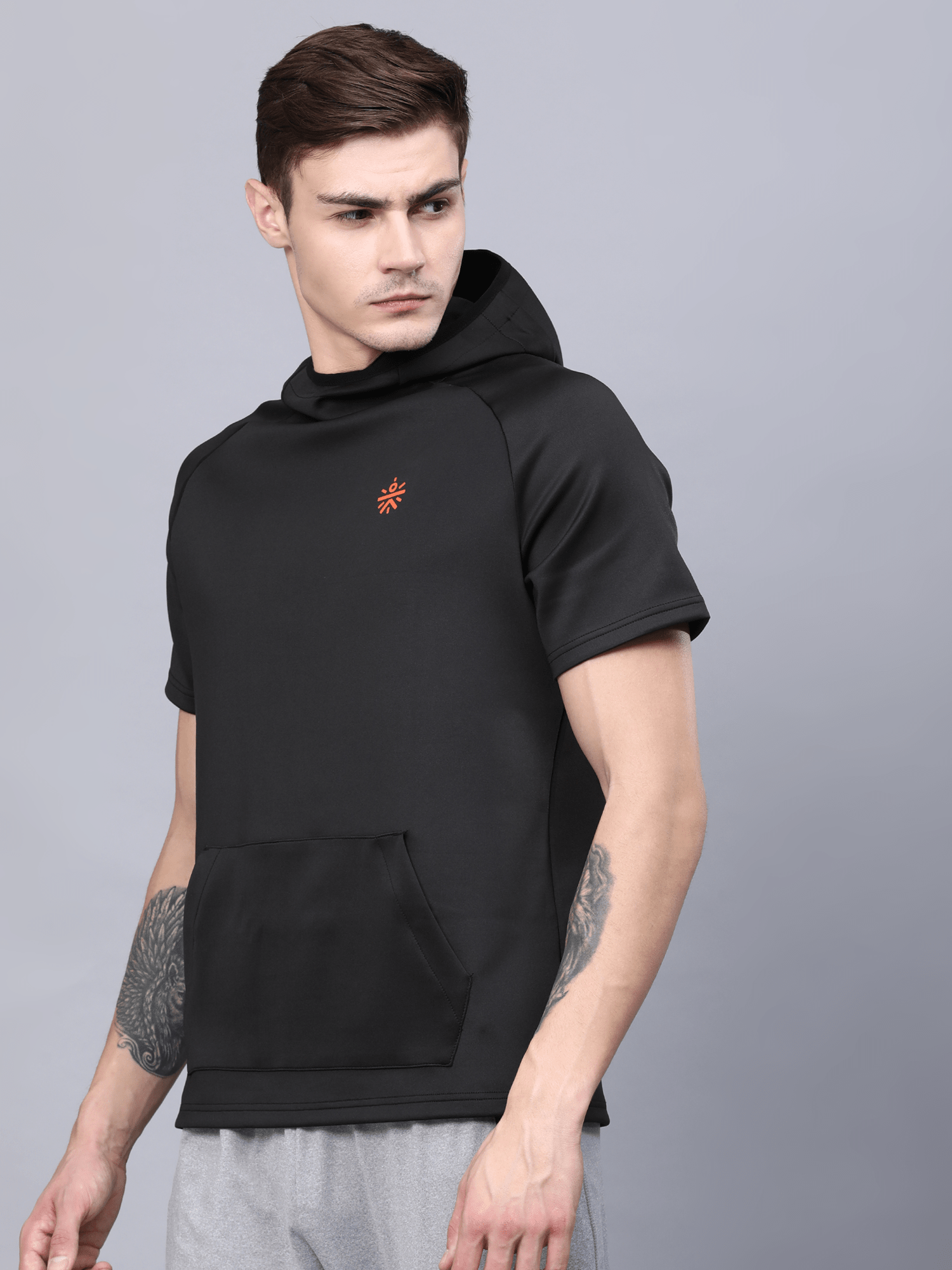 Abstract Hood Black Workout Tee