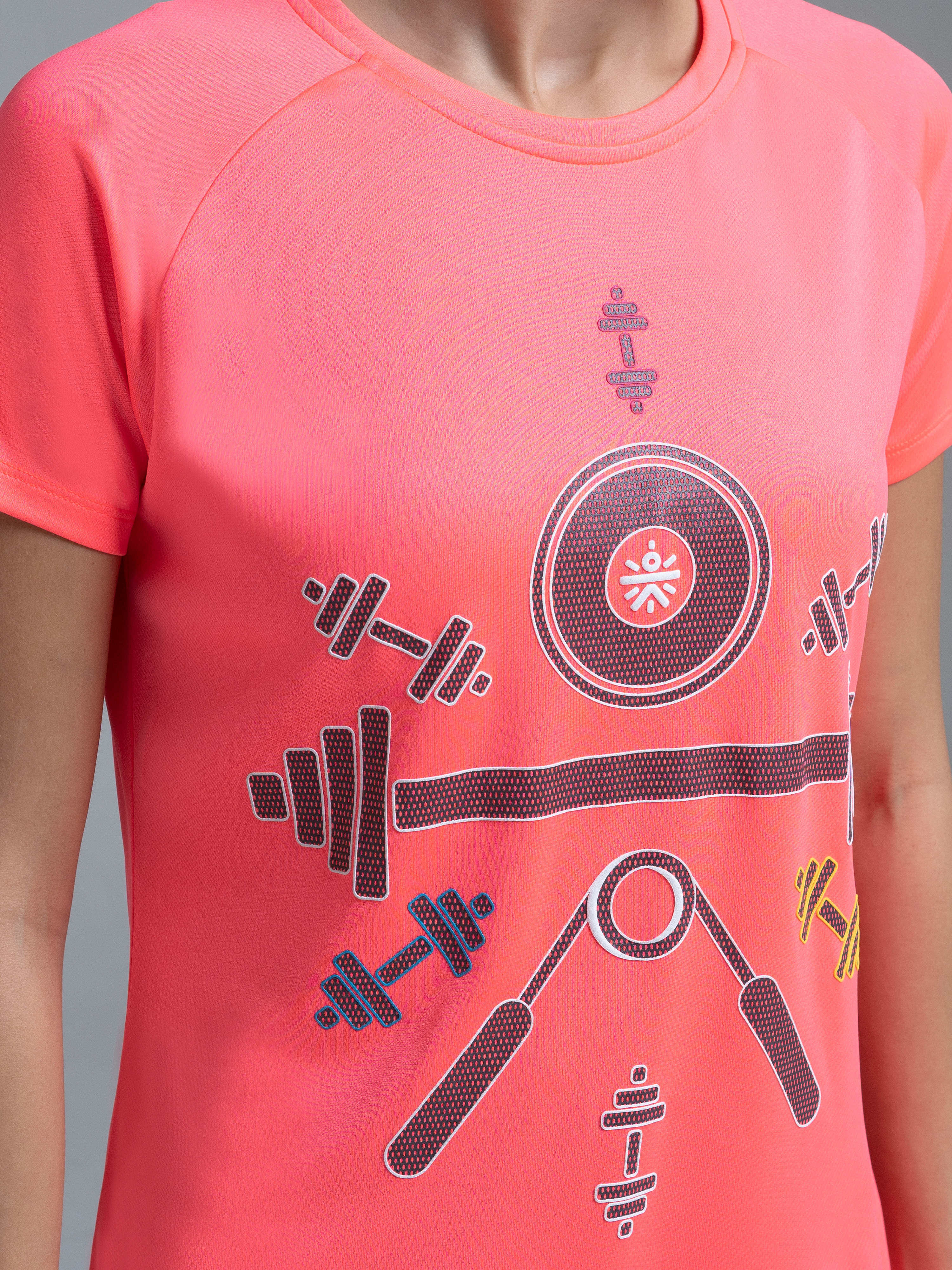 Women's Pastel Printed Workout T-shirt