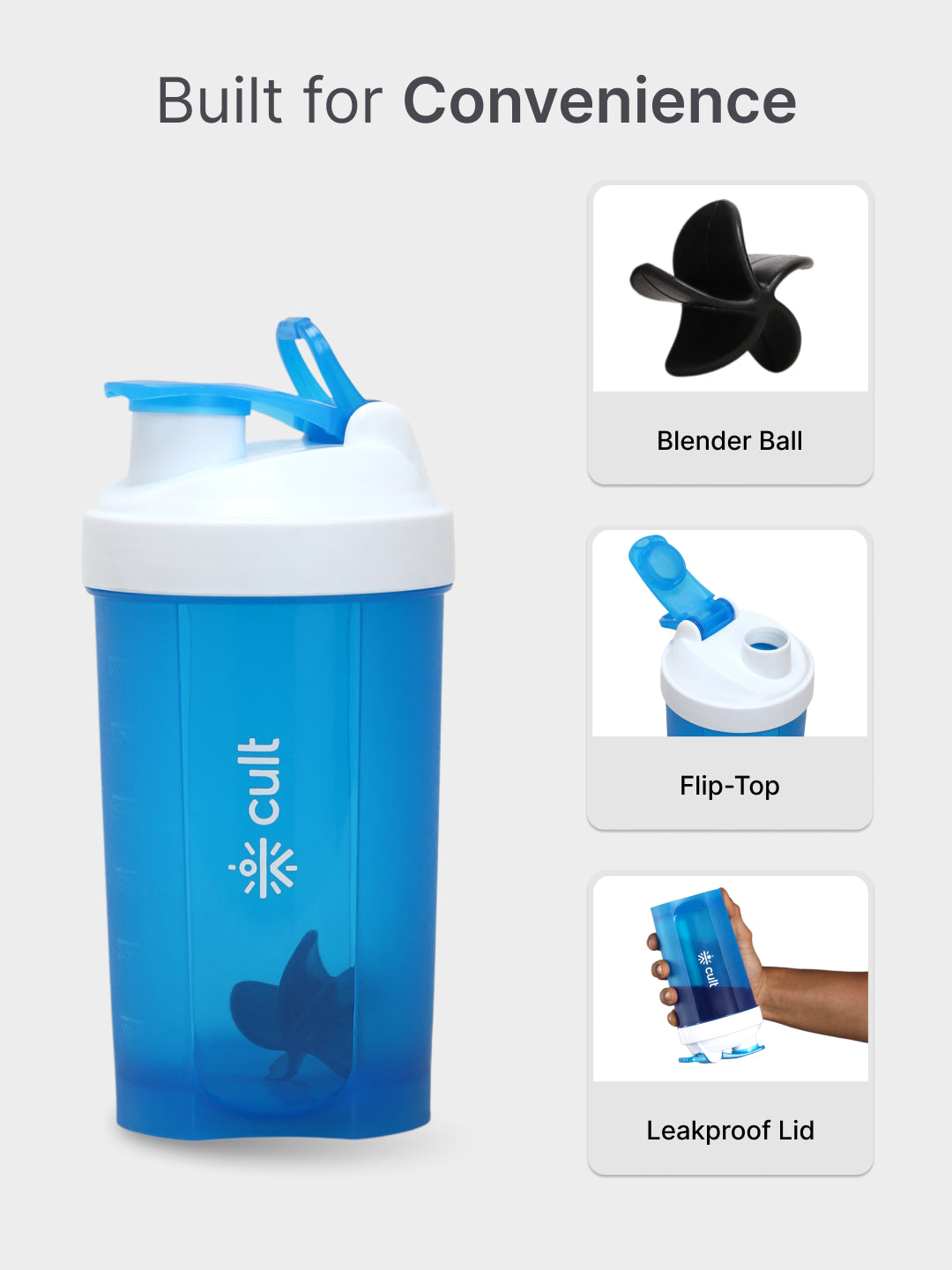 Compact 25L Duffle Bag with Shoulder Strap (Black) & 500ml Shaker Bottle with Mixer Ball (Blue)