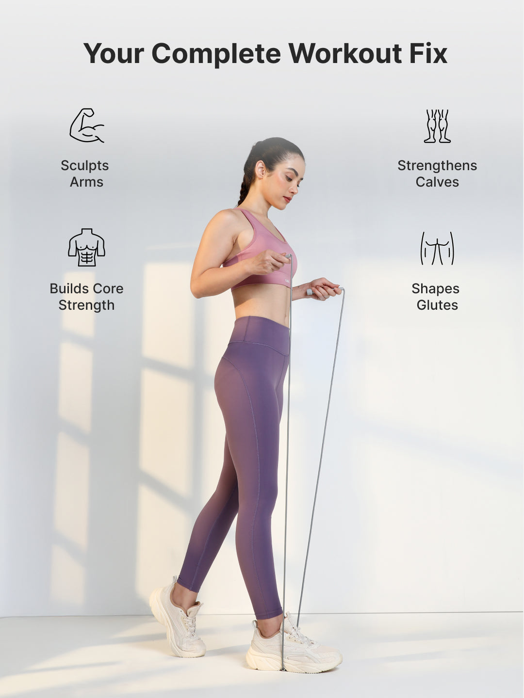 Pencil Skipping Rope for Workout & Training – Adjustable, Durable – Grey