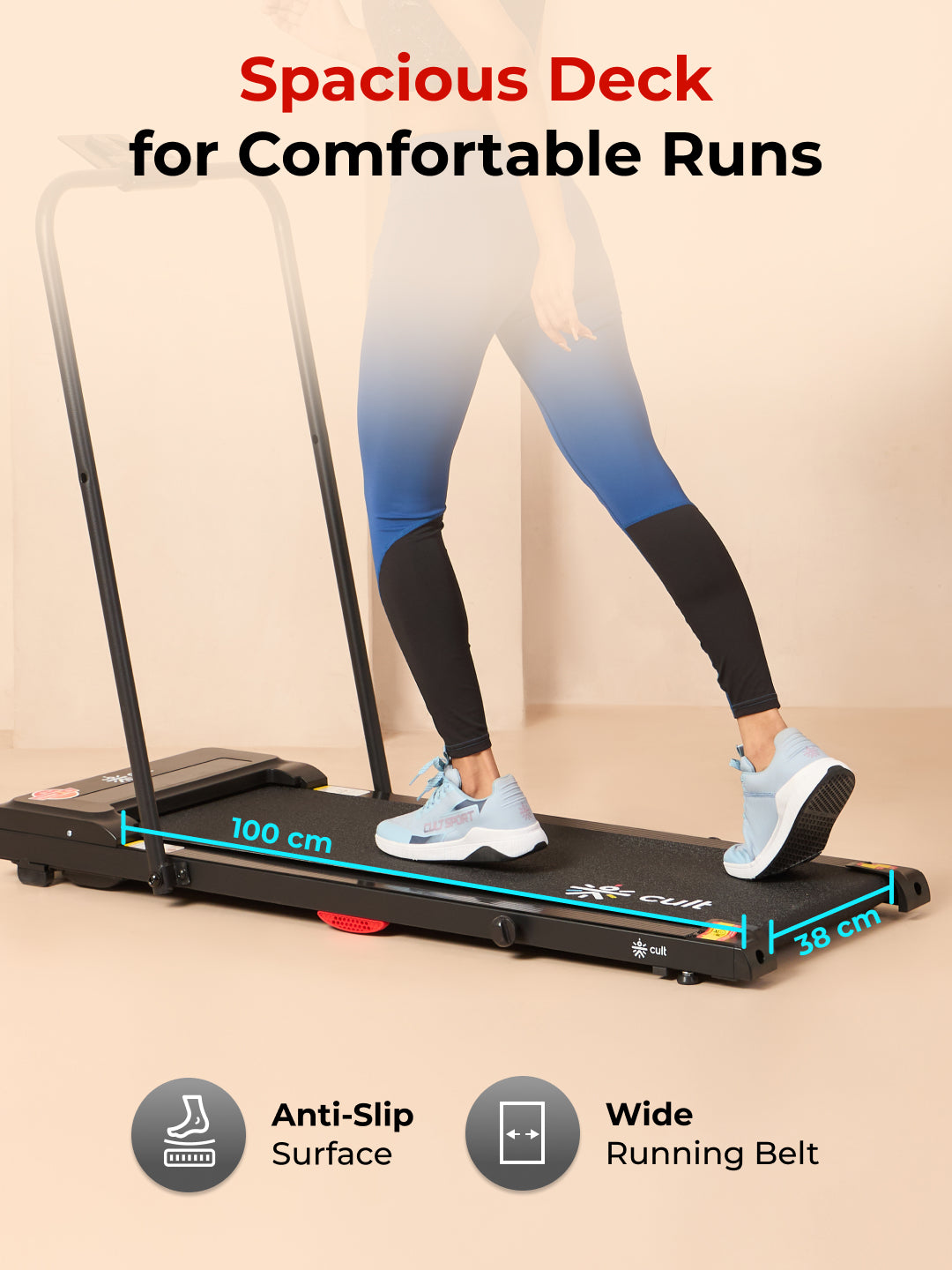 Cult Walking pad Pro 2HP Peak | Max Speed-10kmph | Max Weight-110kg | Walking Pad for Home Use (with 6 months extended warranty)