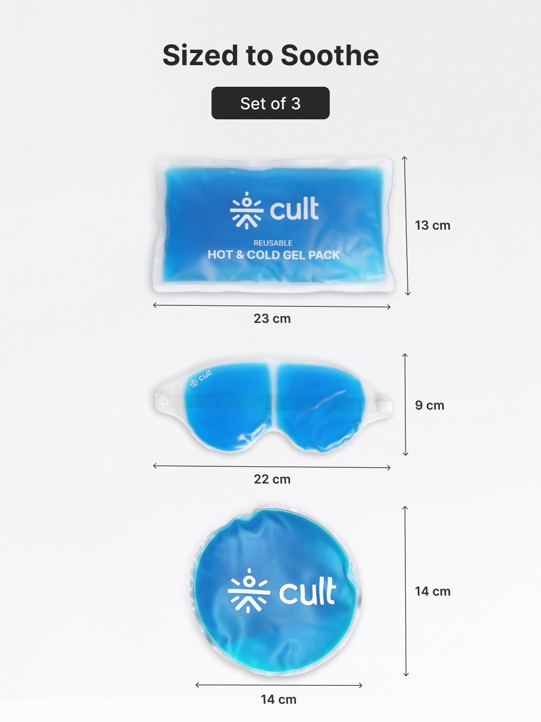 Hot & Cold Gel Pack with Eye Mask – Reusable Pain Relief for Headaches, Puffiness, Injuries & Everyday Recovery Pack of 3