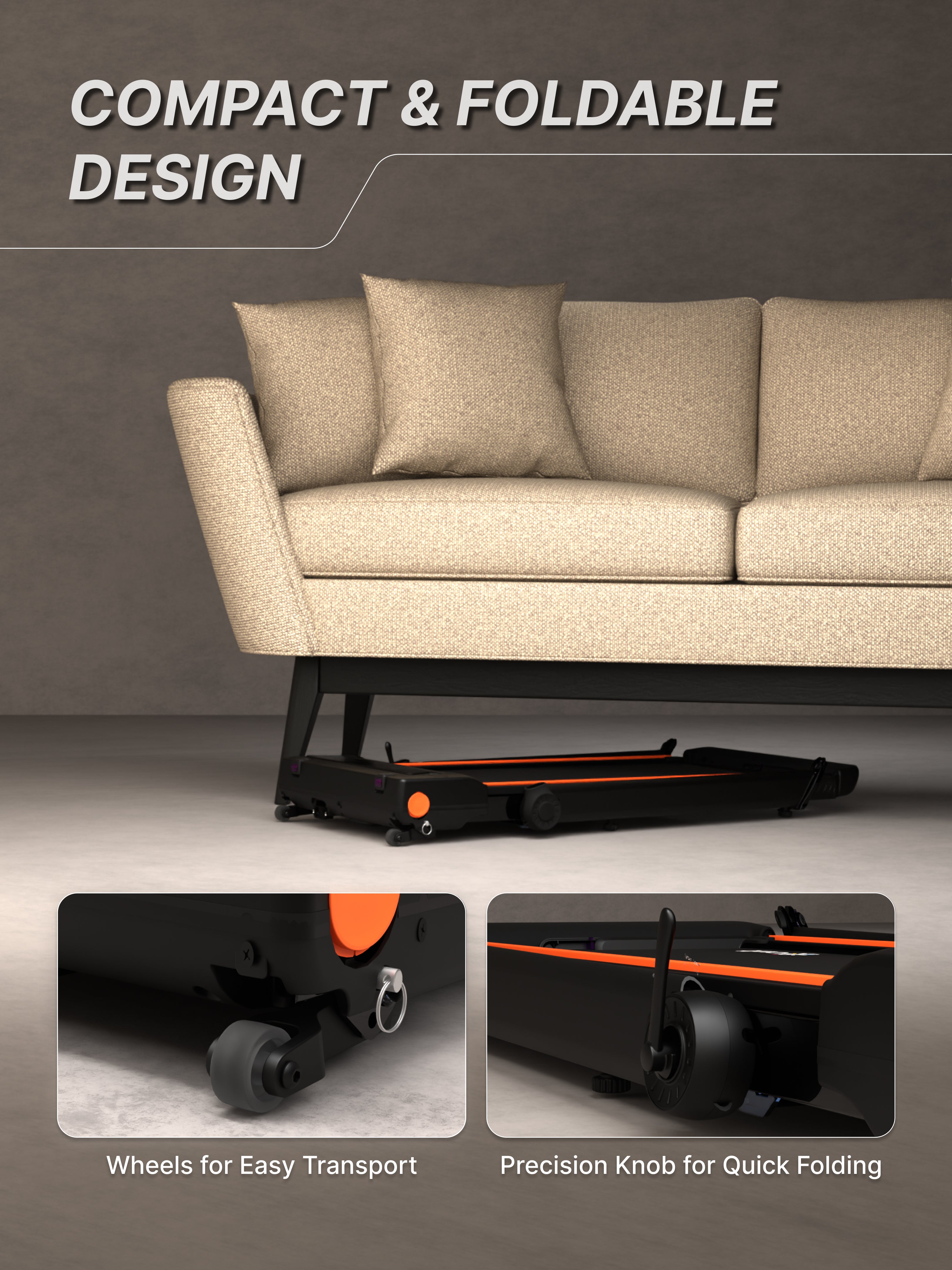 Cult Treadmill with Desk 5.5 HP Peak Motorized 3 in 1 Foldable Treadmill for Home Workout | Max User 120kg, Speed up to 12 km/hr with Adjustable & Detachable Desk with Tablet Holder (with 6 Months Extended Warranty)