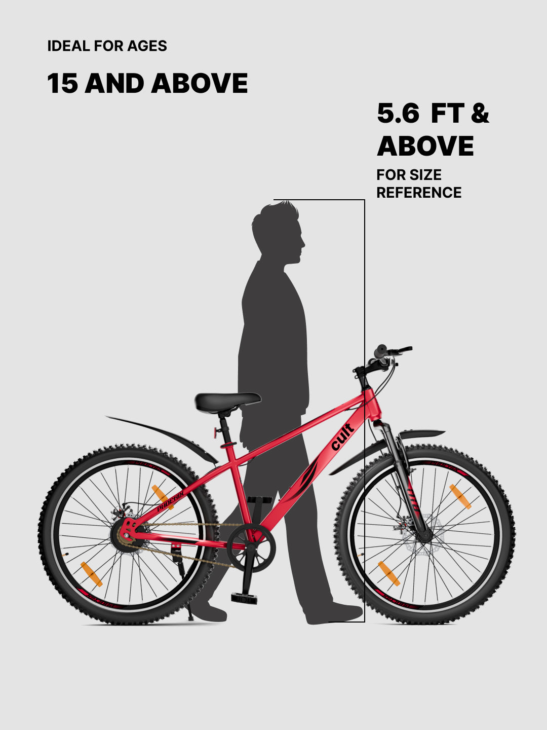 Cult Phoenix 29 inch Steel Mountain Bike with Dual Disc Brake and Front Suspension, Red