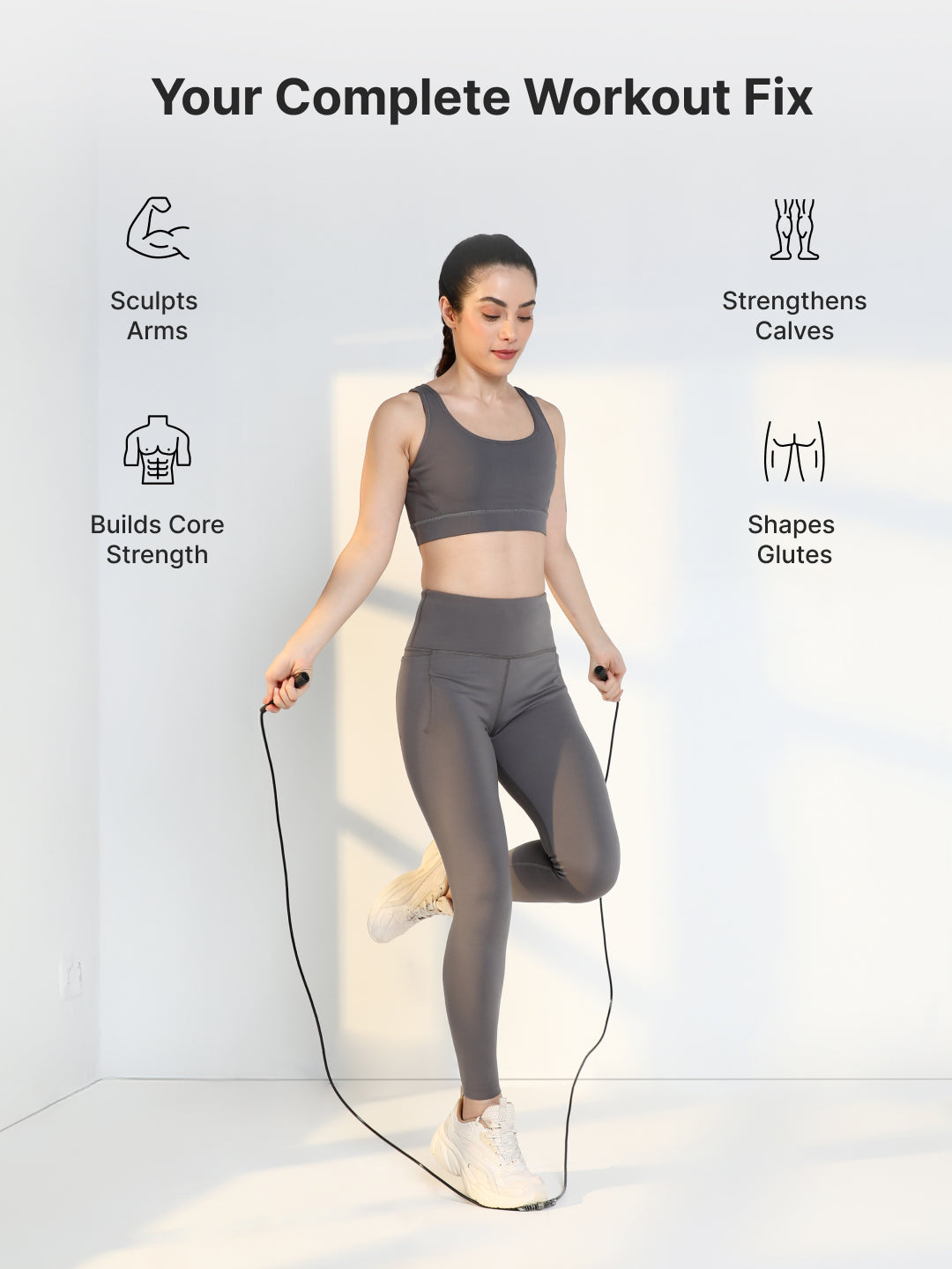 Pencil Skipping Rope for Fitness & Cardio – Adjustable, Lightweight – Black