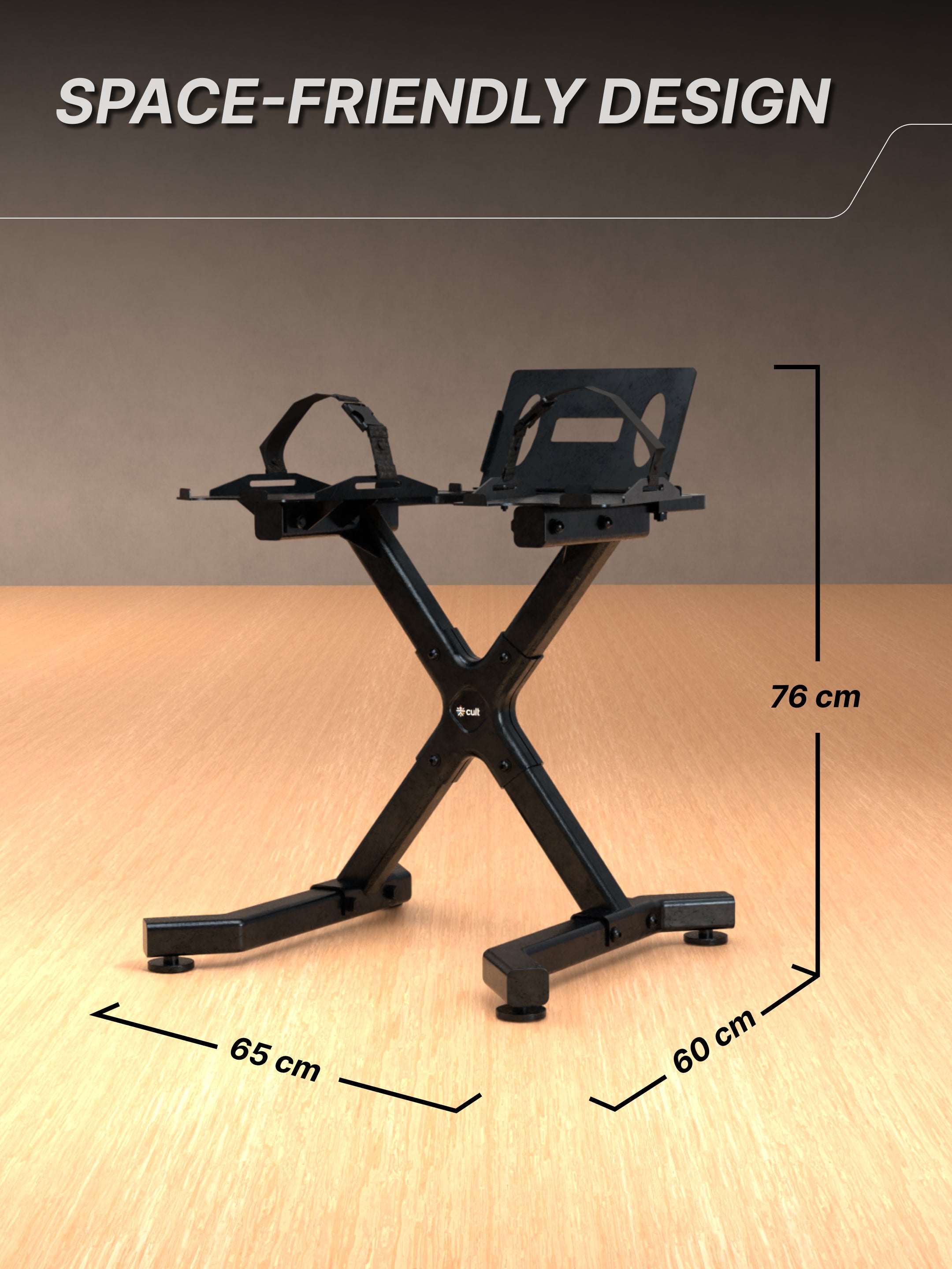 Cult Dumbbell Stand | 100 KG Weight Capacity | With Wheels & Tablet Holder | Protected Edges | Compact Home Gym Storage (6 Months extended Warranty only on Cultstore.com)