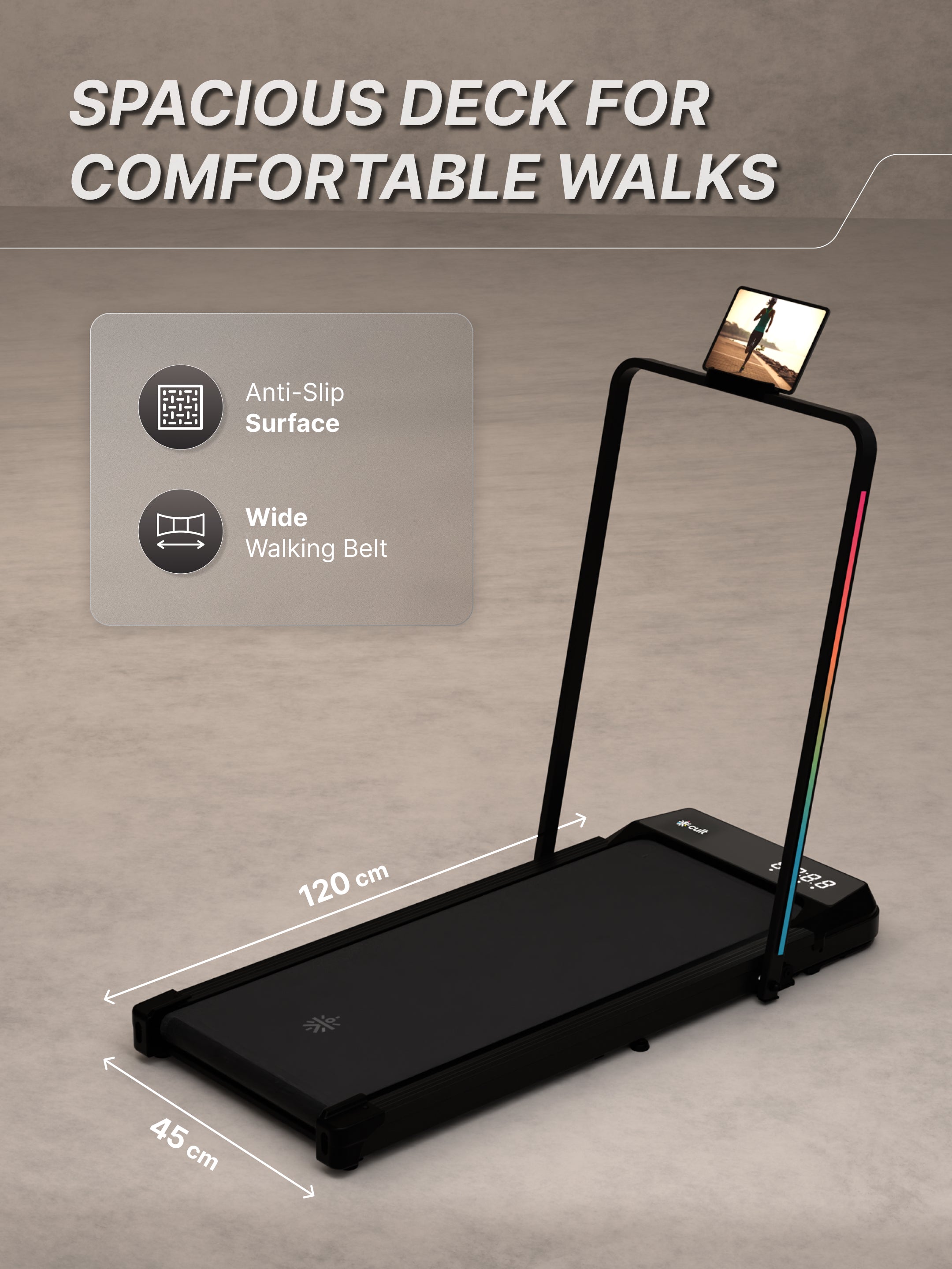 Cult Walking pad 3.5HP Peak DC Motorized Treadmill | Max Speed-10kmph | Max Weight-100kg | Walking Pad for Home Use (with 6 months extended warranty)