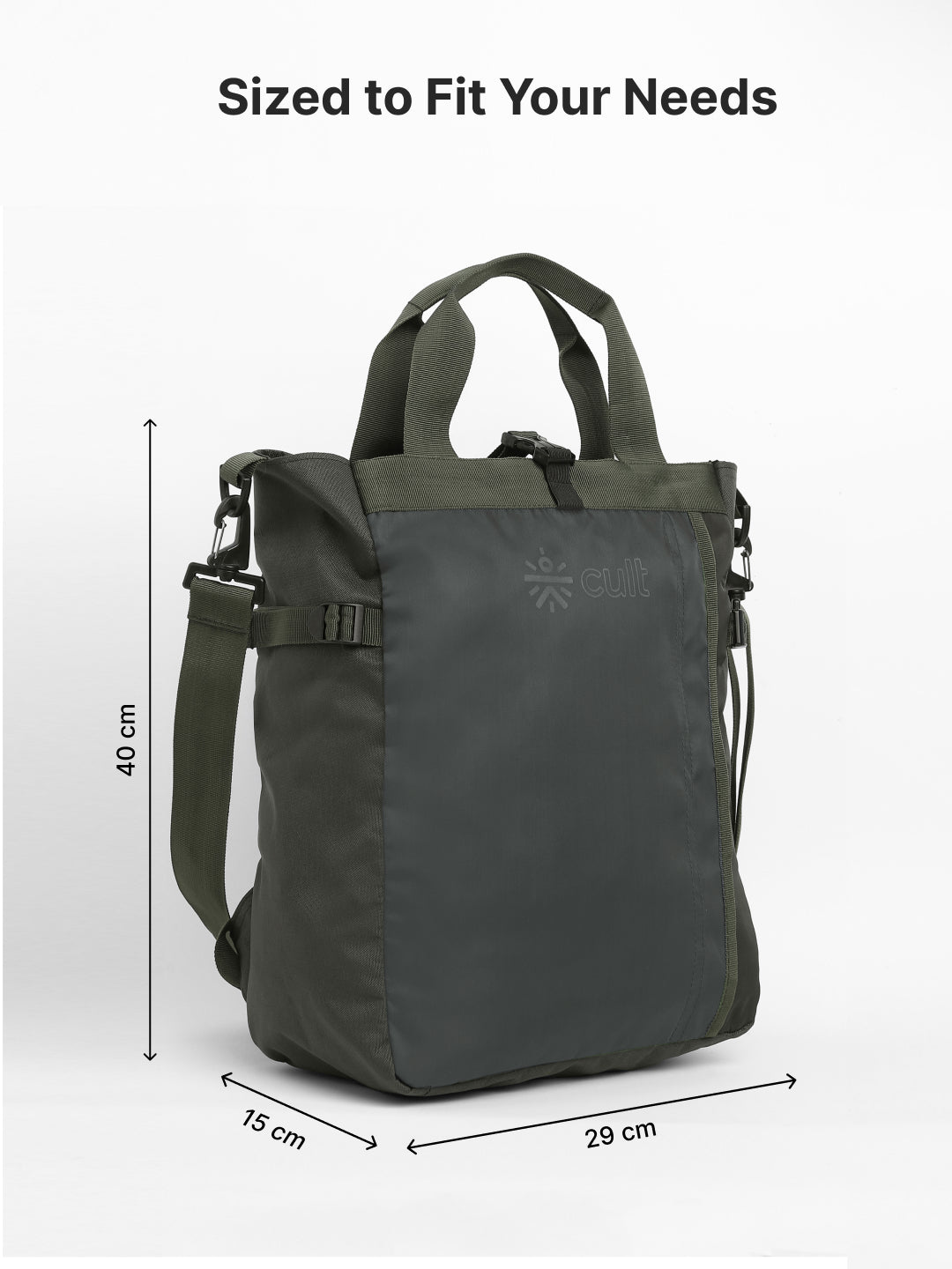 Work to Play Laptop Backpack 35L - Water-Repellent, Multi-Functional Bag with Trolley Sleeve & Shoe Cover Olive