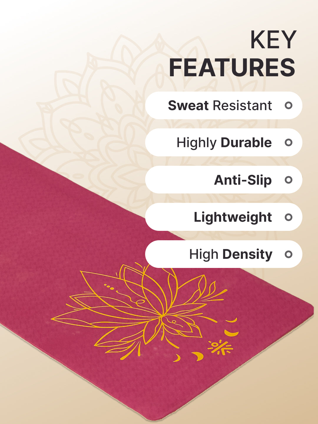 Cult Yoga Essentials Combo (6mm TPE Wine Mat + Pair of Knee Pad Black + Yoga Belt Black)