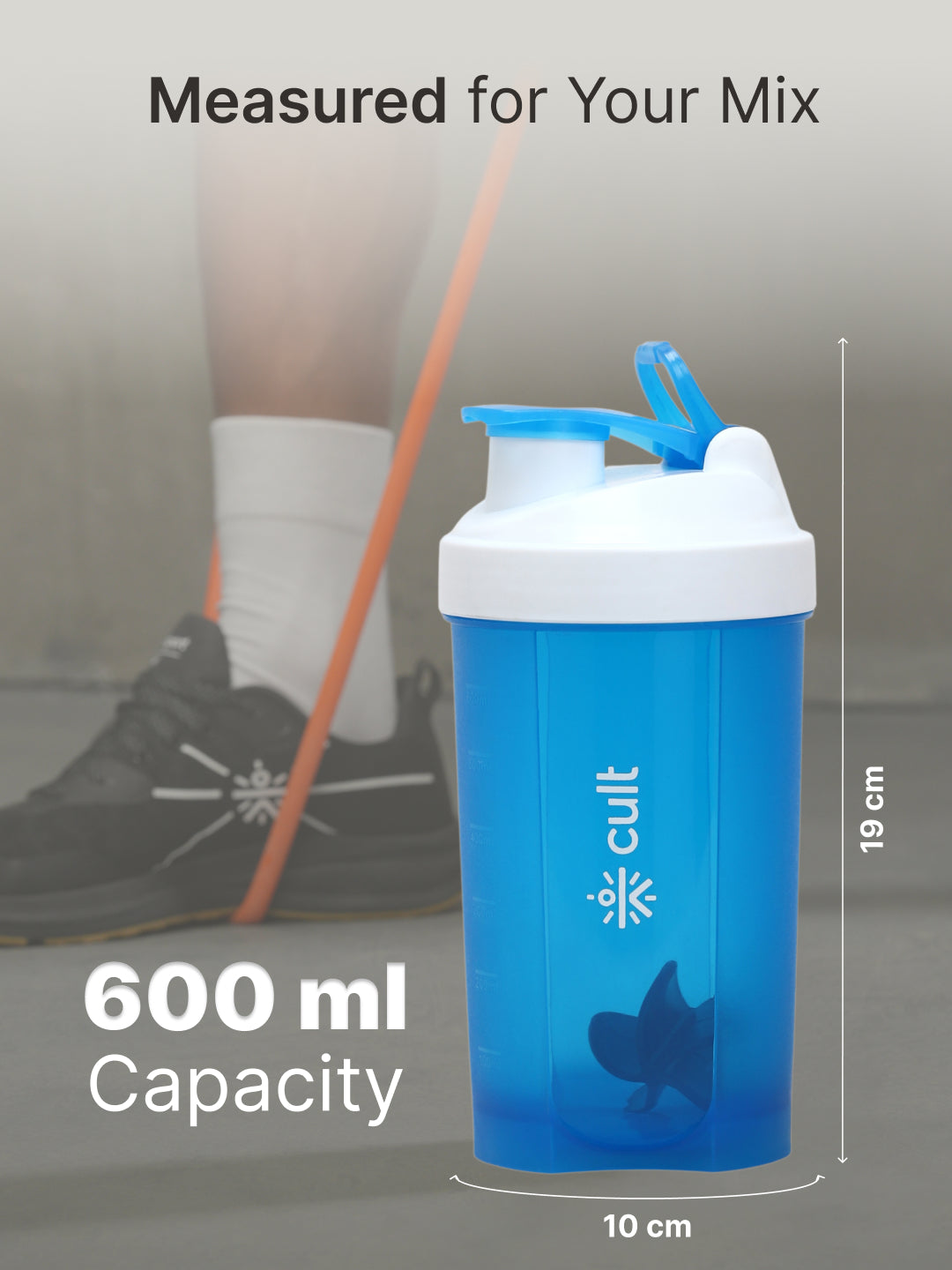 Compact 12L Gym Bag with Shoulder Strap Grey & 600ml Shaker Bottle with Mixer Ball Blue