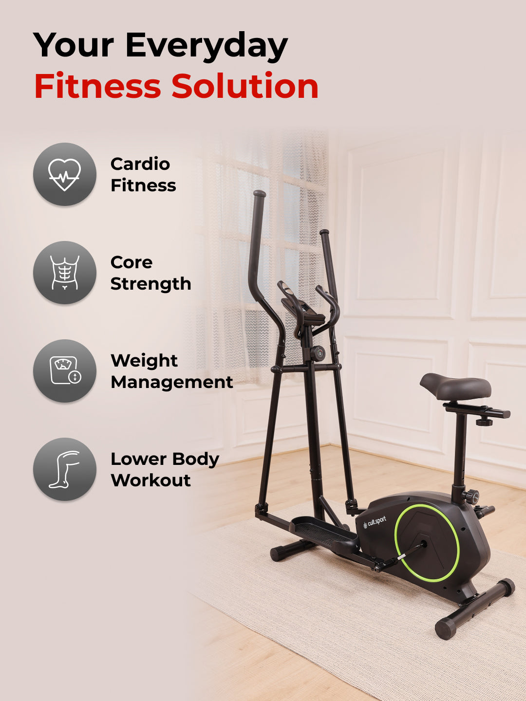 Smartcross Bern Elliptical Cross Trainer | 2kg Flywheel | Max Weight-120kg | 8 Level Magnetic Resistance (with 6 months extended warranty)