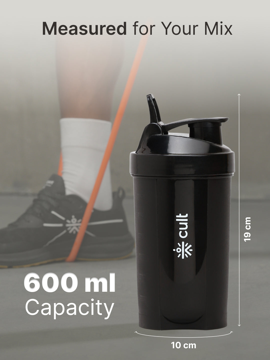 Compact 12L Gym Bag with Shoulder Strap Grey & 600ml Shaker Bottle with Mixer Ball Black