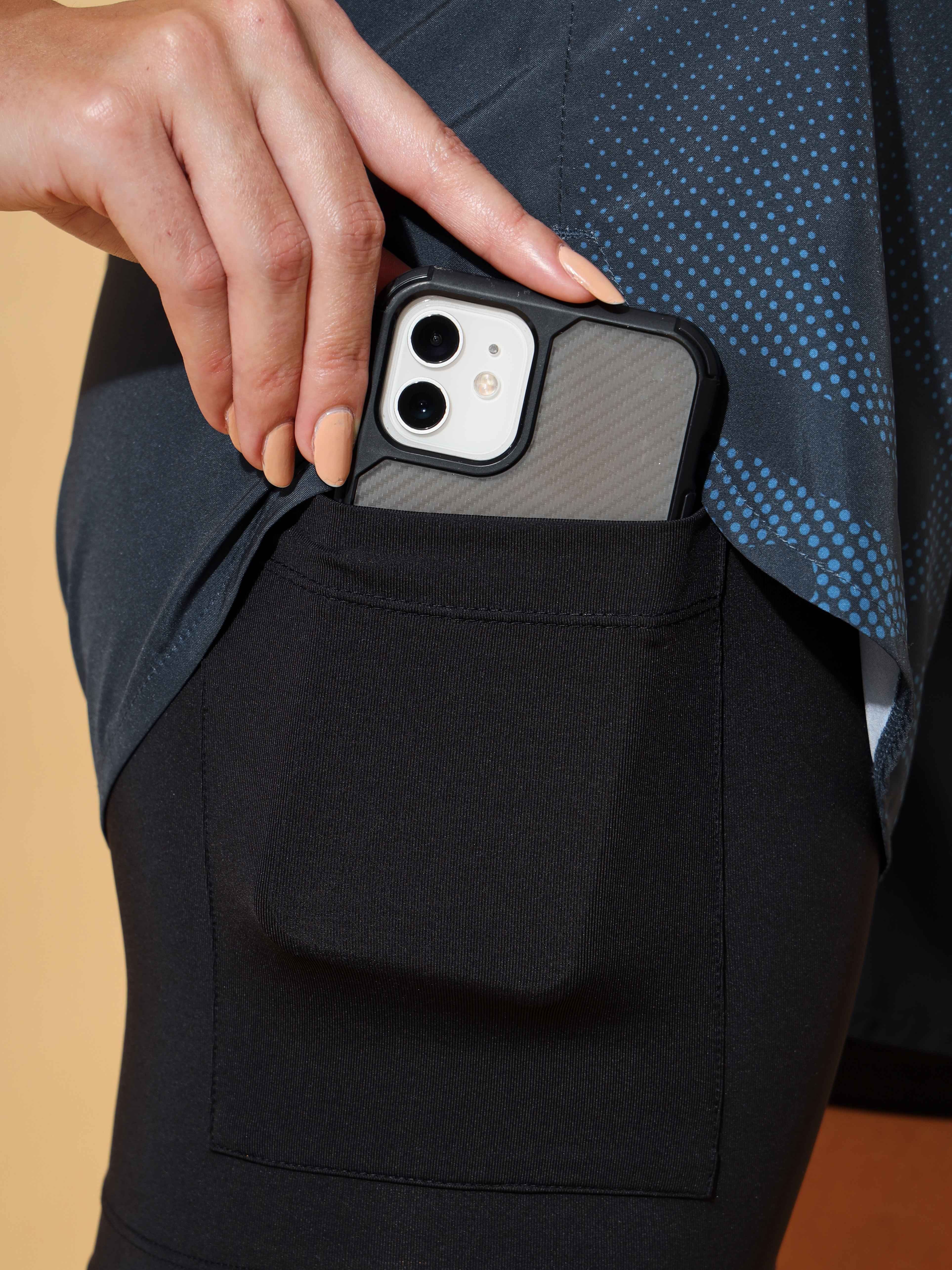 Tonal Print Performance Shorts with Inner Tights