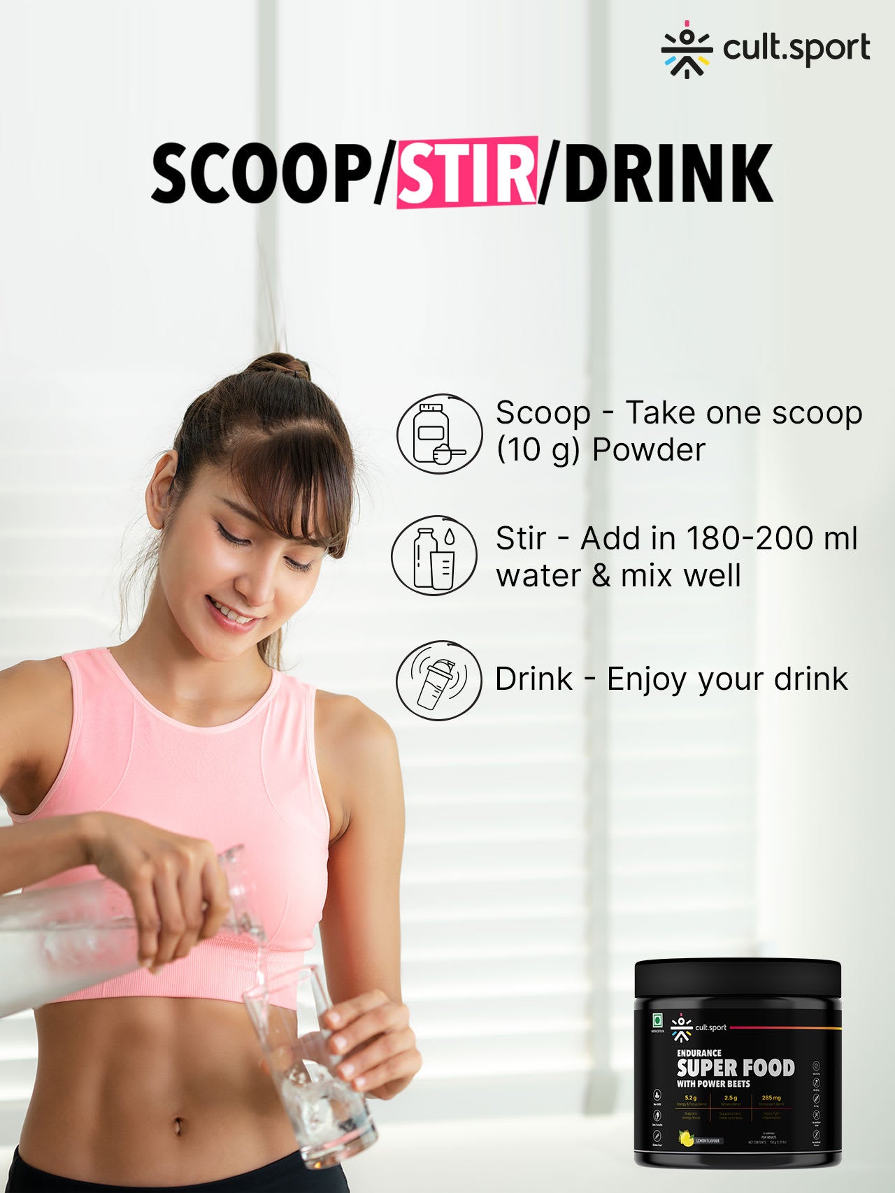 Cultsport Endurance Superfood With Power Beets | Beetroot Extract | Antioxidants | Nitrate Blend | L-Carnitine, L -arginine, Dextrose, etc. | No Artificial Colour | No Artificial Flavour