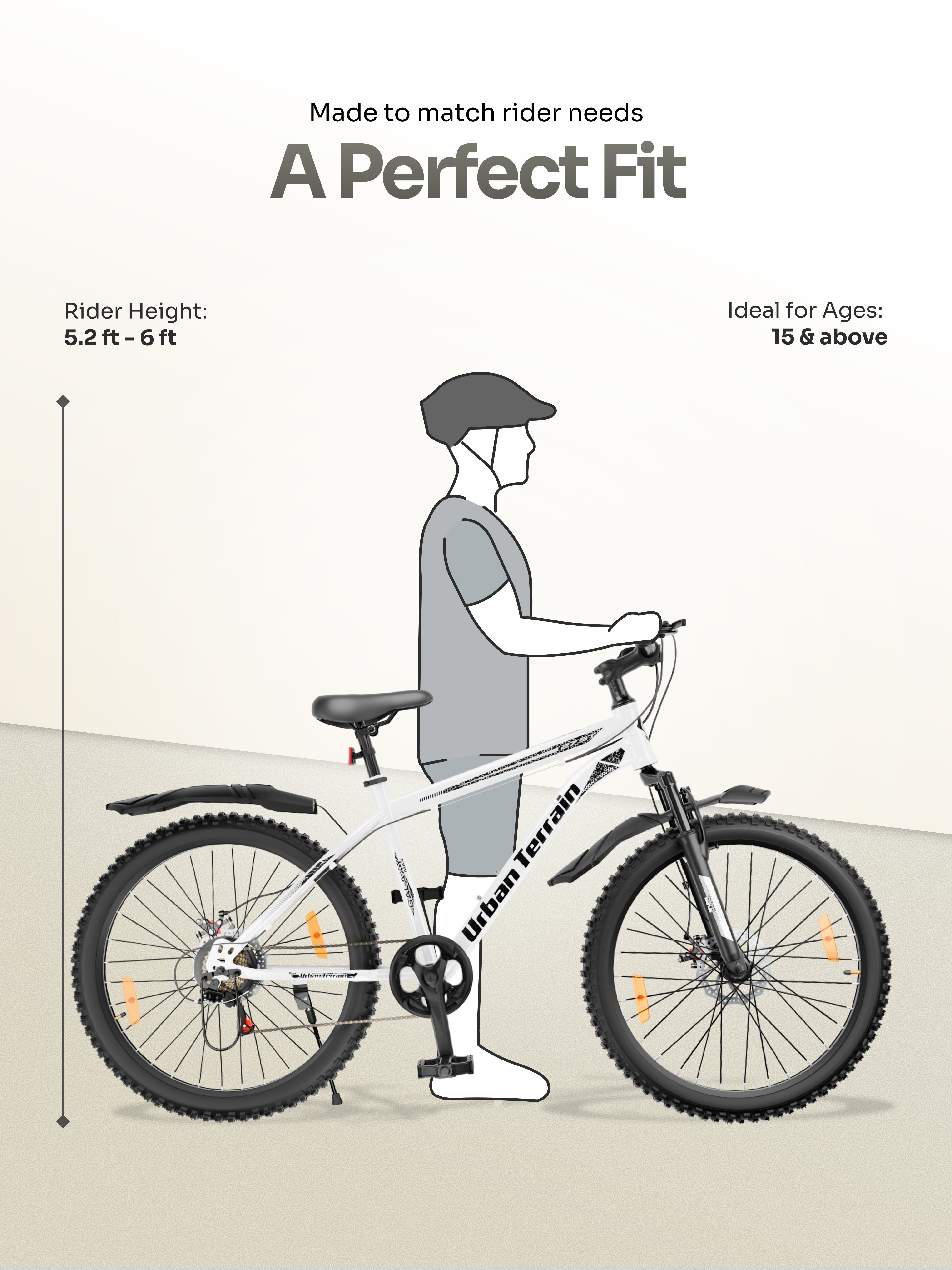 Galaxy Max Mountain Bike Steel 7 Speed Cycle 27.5 inch Tyre, White With Front Suspension, Single Wall Rim and Dual Disc Brakes Ideal For 5.2 ft to 6 ft