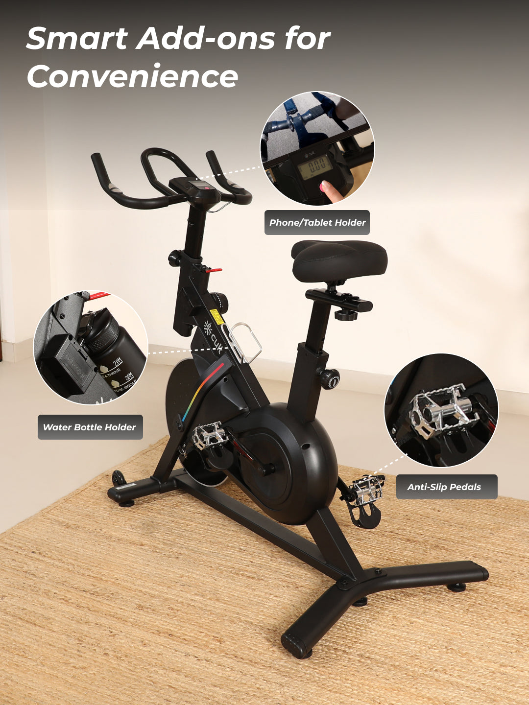 Cult SmartSpinVolt Magnetic Spin Bike | 10Kg Flywheel | 140kg Max Weight | Home Use Exercise Bike