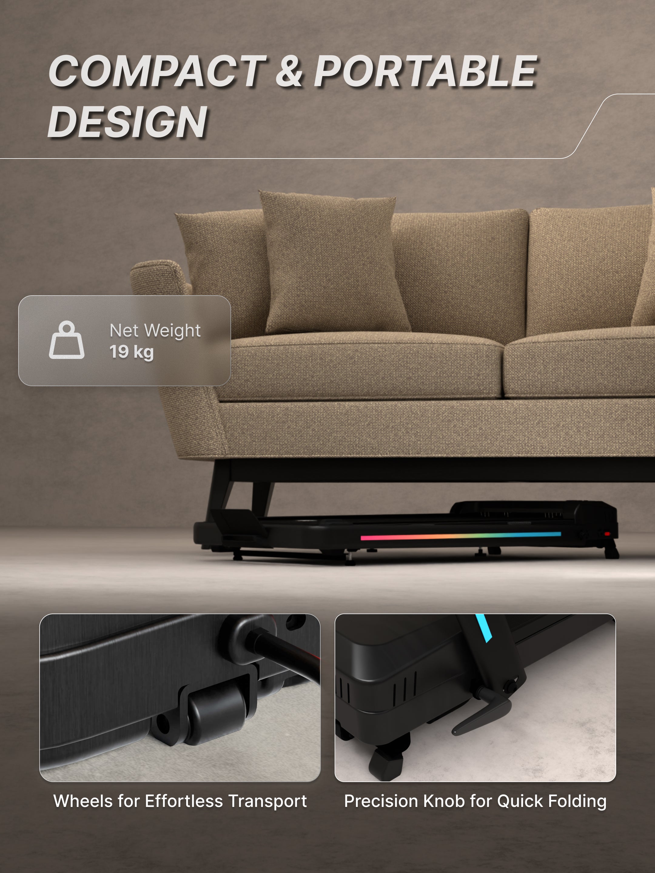 CultVibe 3-in-1 Walking Pad/Walk, Jog & Vibration | 4 HP BLDC Peak Motor | 150 Kg Max Load | 8 Vibration Modes | Remote Control & Tablet Holder | Treadmill for Home Use