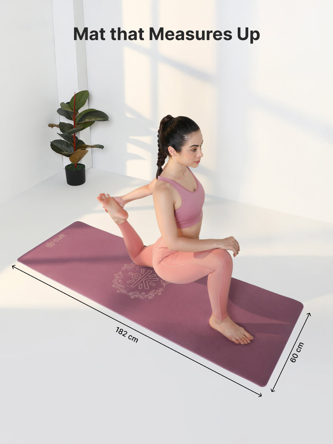 CULT TPE Yoga Mat 10mm Extra Thick with Carry Strap and Bag   Non-Toxic, Latex-Free, Anti-Slip, Tear-Resistant & Lightweight   Superior Cushioning for Joint Support, Ideal for Yoga, Pilates, Meditation & Home Workouts - Maroon