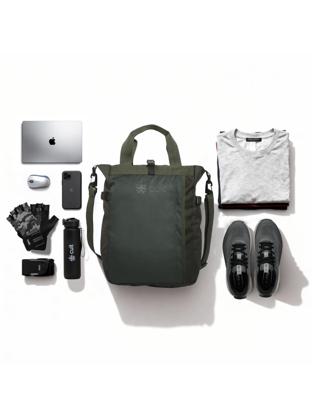 Work to Play Laptop Backpack 35L - Water-Repellent, Multi-Functional Bag with Trolley Sleeve & Shoe Cover Olive