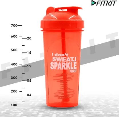 Fitkit FKSB11 Classic 700 ml Shaker (Pack of 1, Orange)