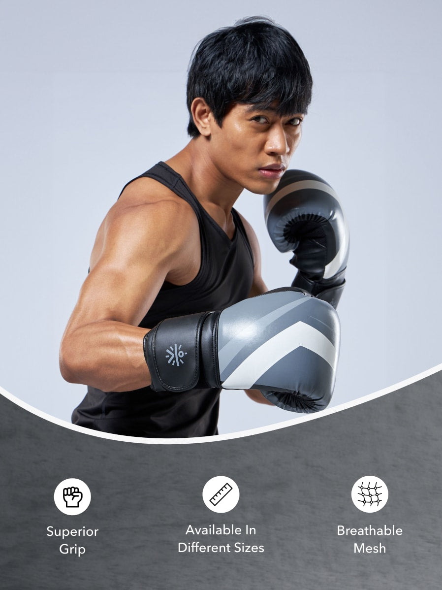 cult PVC Boxing Gloves for Men & Women Foam Padding Thickness 25mm Punching Bag Gloves for Boxing, Training, Kickboxing, Muay Thai, MMA Grey