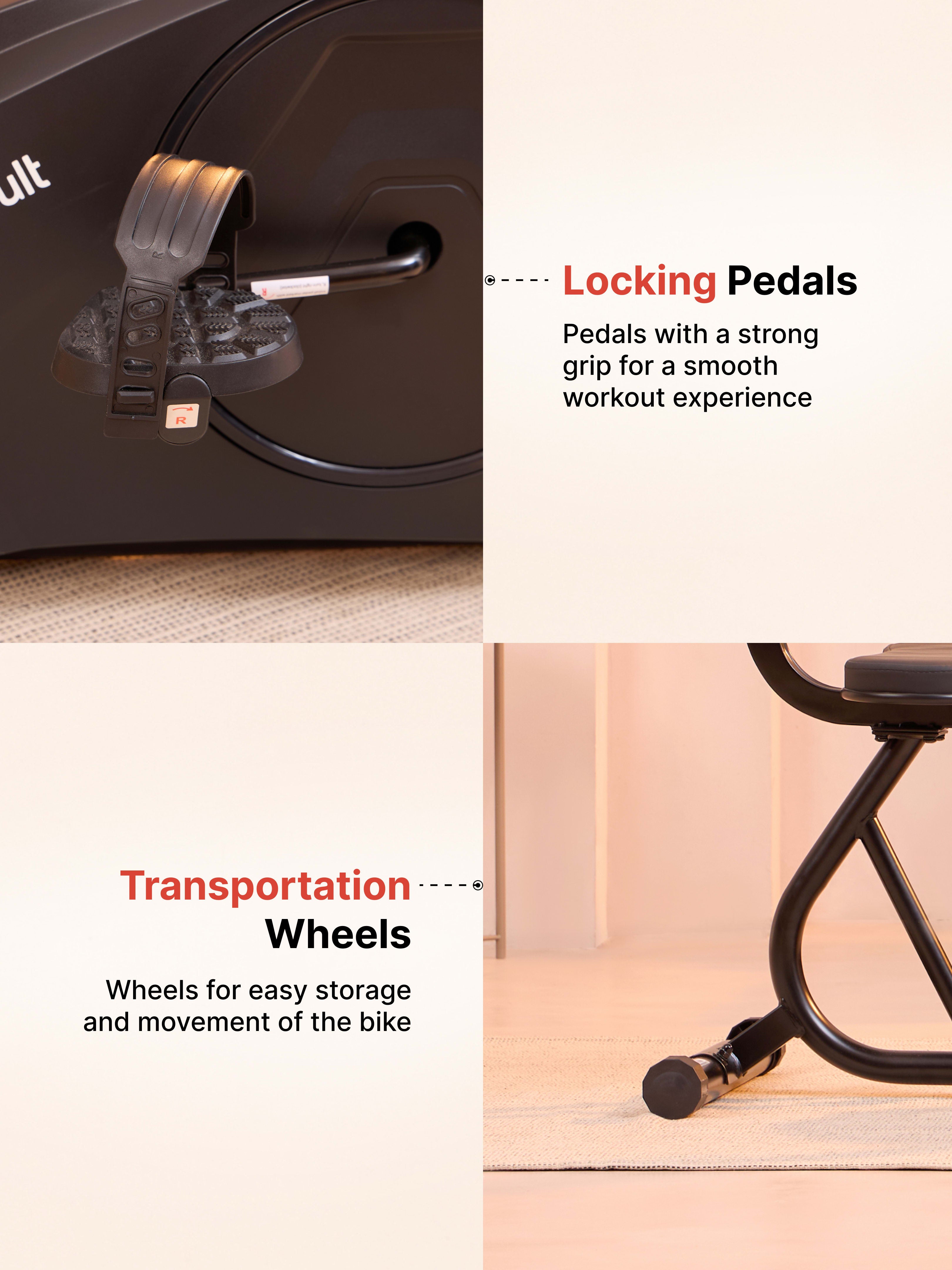 Smartbike Bari Recumbent Bike with Max Weight support 110 kg | Heart Rate Sensor with Adjustable Seat – Black (with 6 Months Extended Warranty)