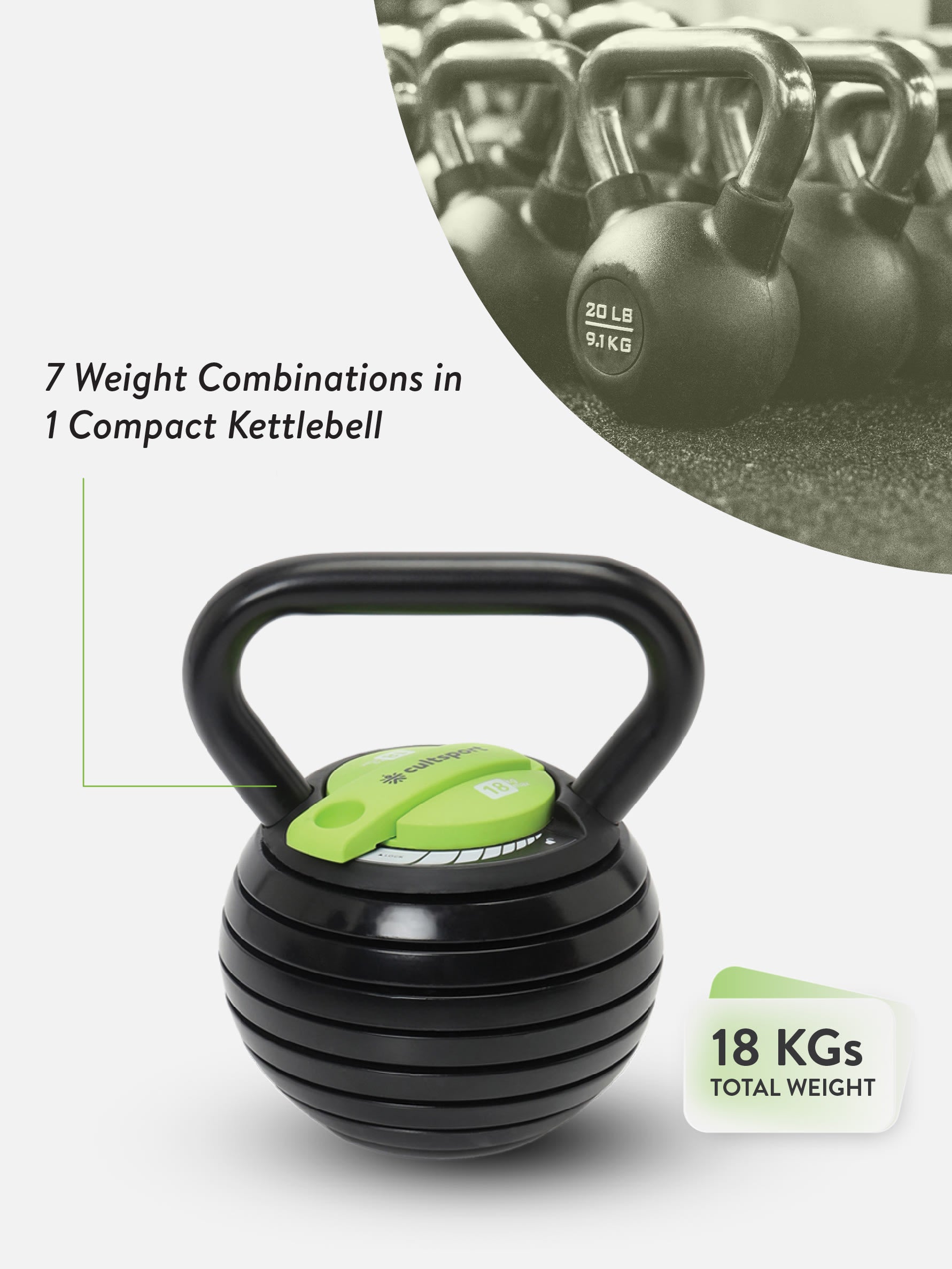 Kettlebell x1 (adjustable) (6 Months extended Warranty only on Cultsport.com)