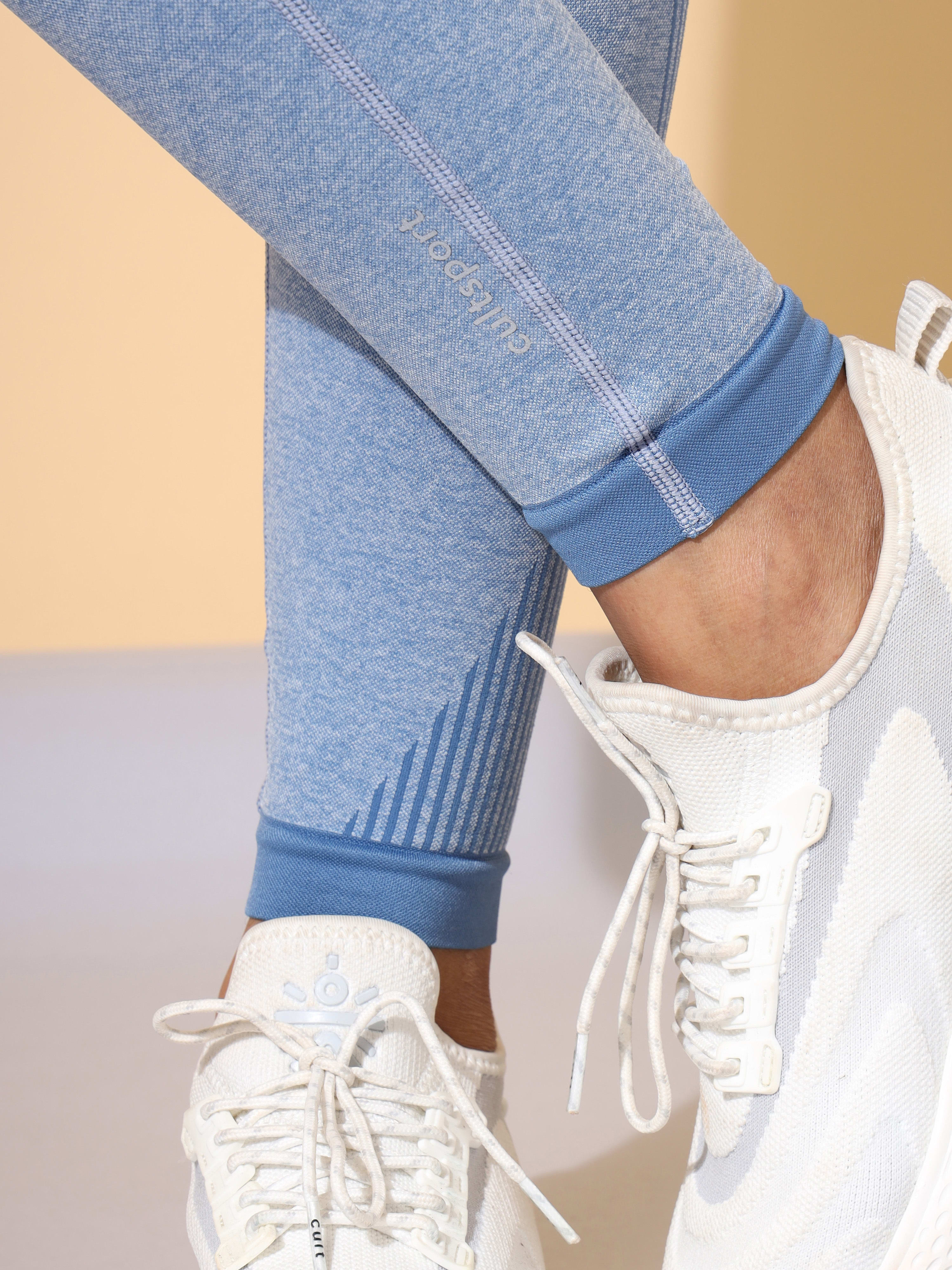 Blue Seamless Striped Tights