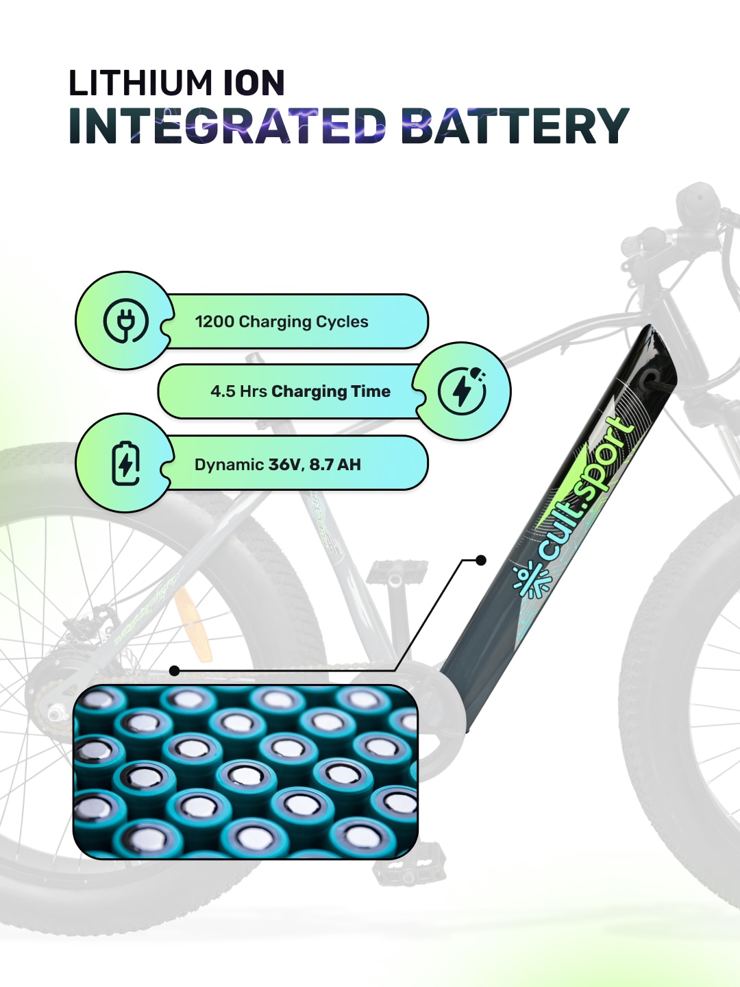 OMEGA26TBLACK with 4.5 hrs Fast Charg, BLDC Motor 26 inches Single Speed Lithium-ion (Li-ion) Electric Cycle, Ideal for Unisex, 13+ Years