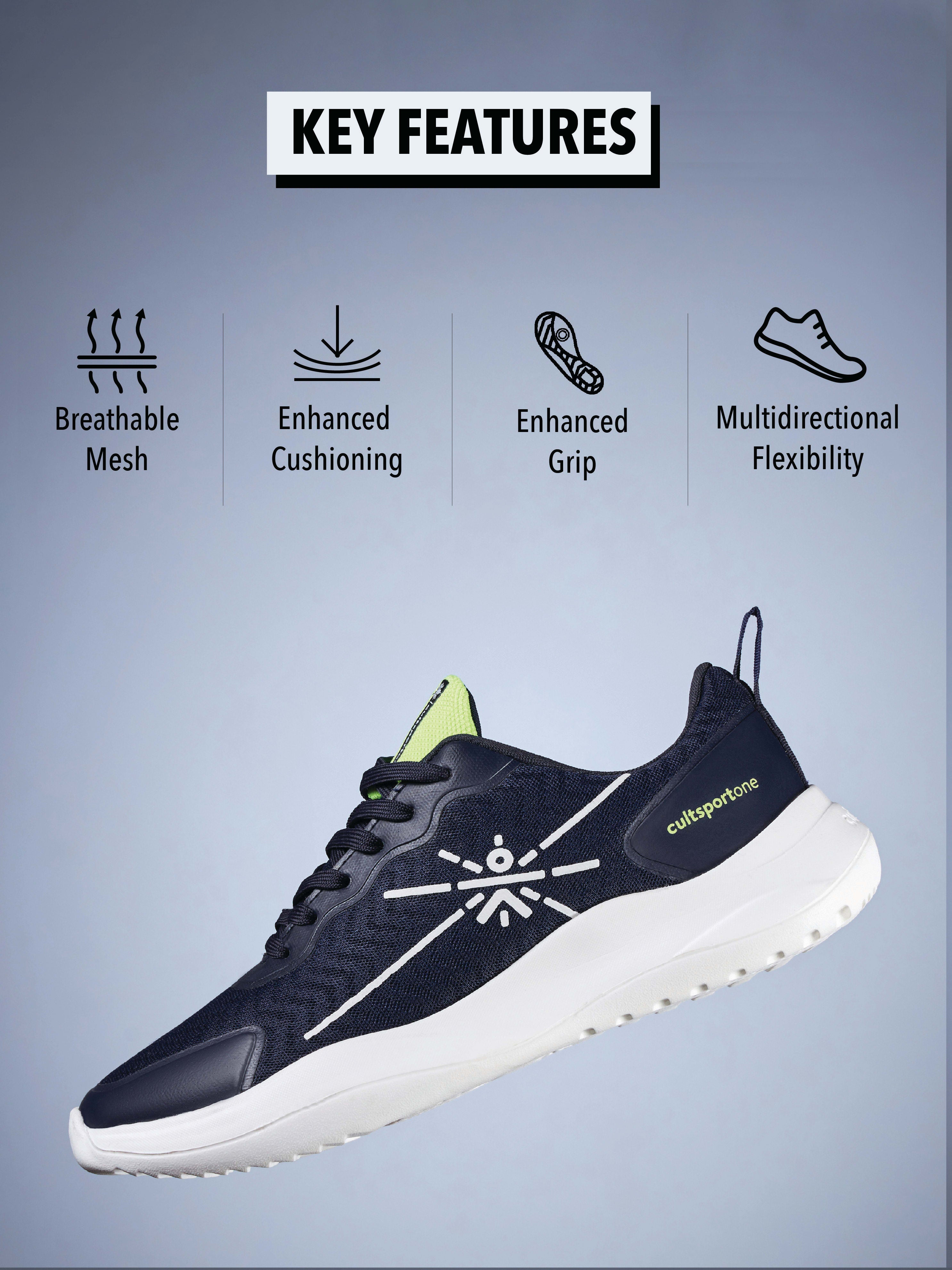 cult Lope Men Running Shoes - Navy/Lime Green