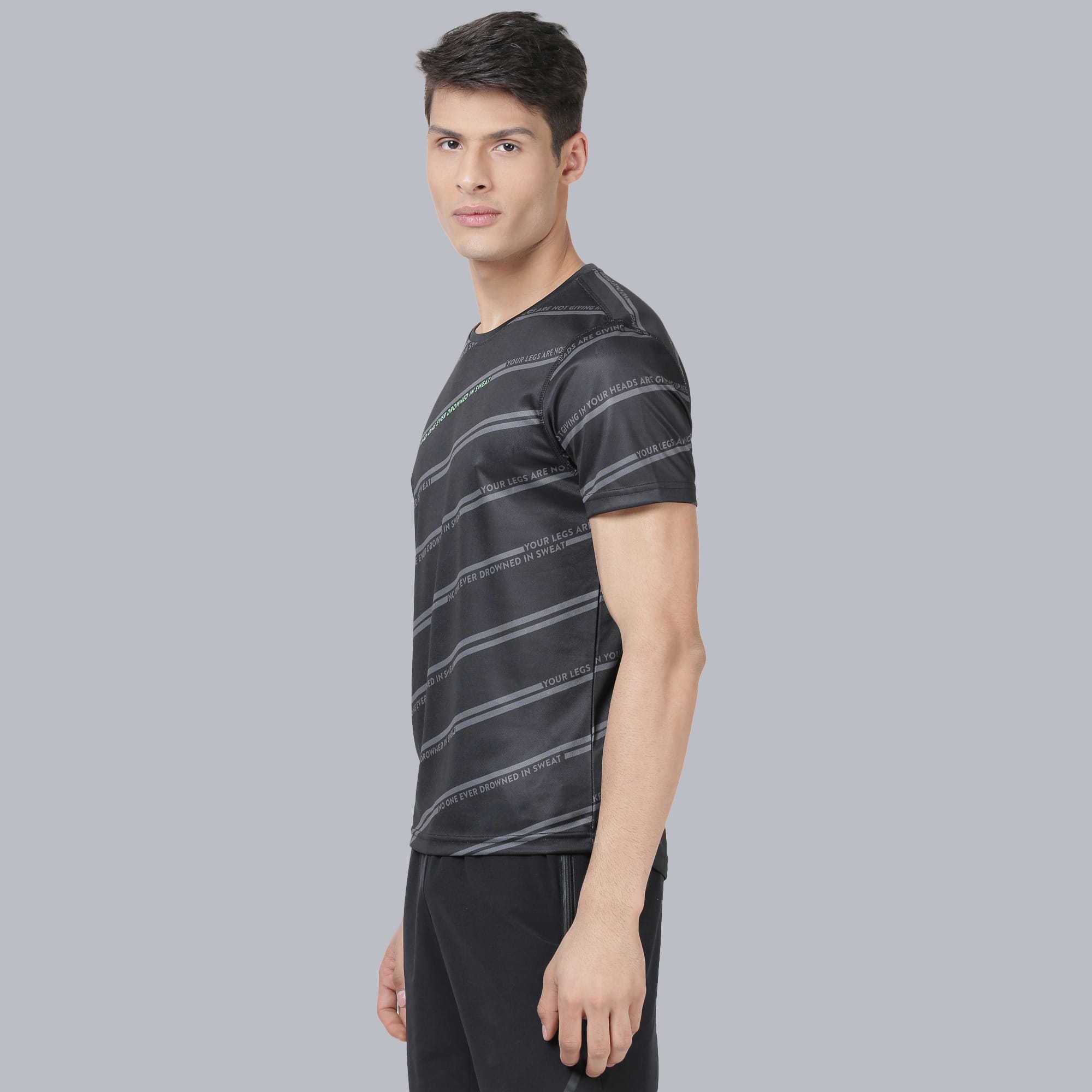 Code Diagonal Black Running Tee