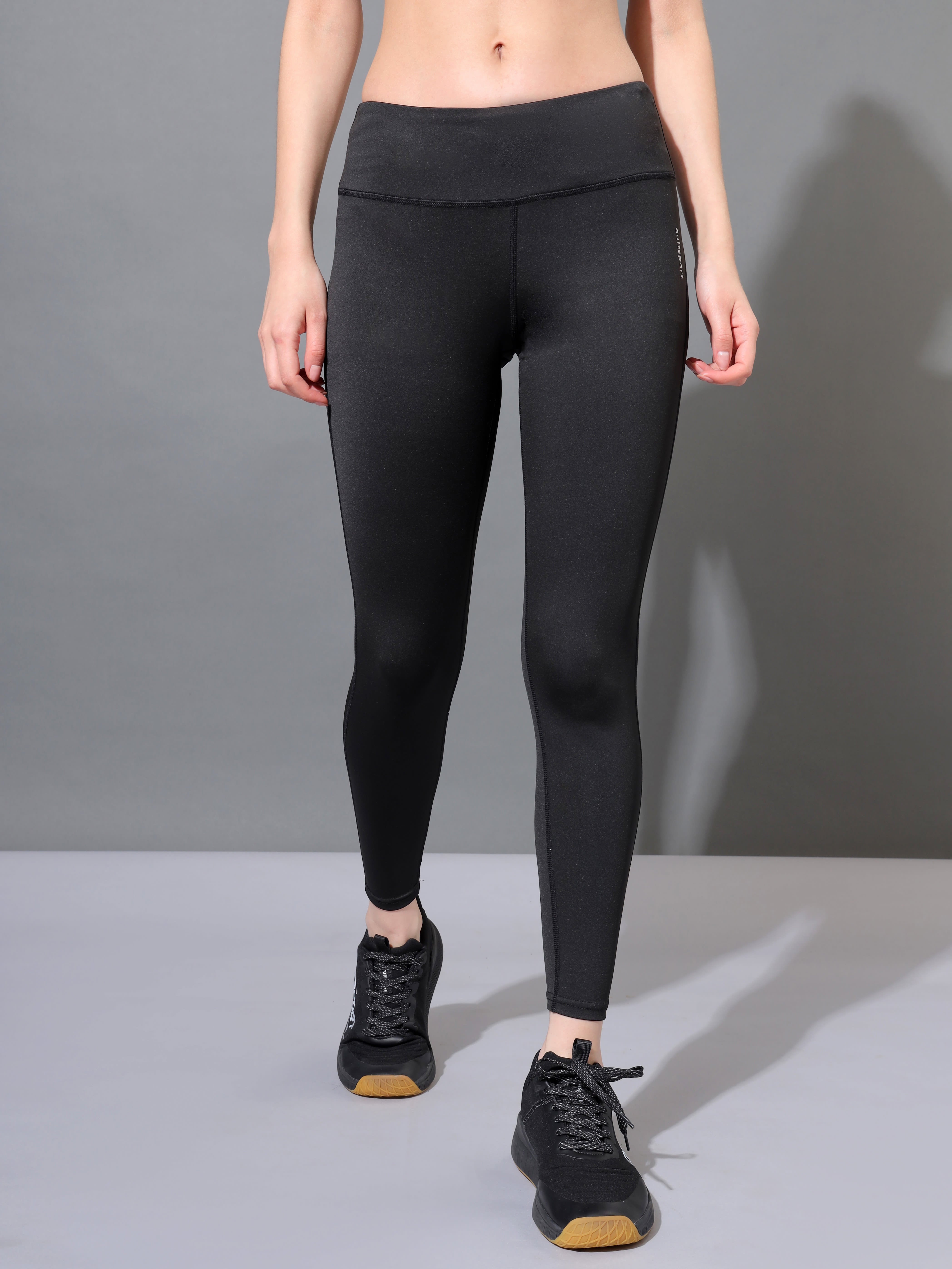Black High Waist Solid Performance Tights